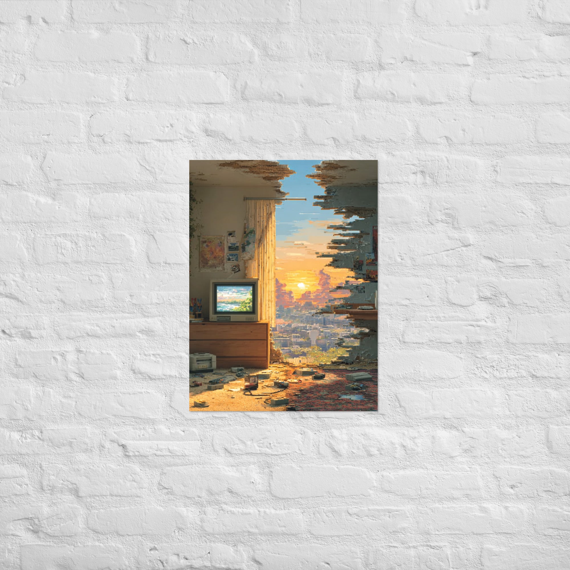 Split screen then-and-now retro gaming poster on Enhanced Matte Paper