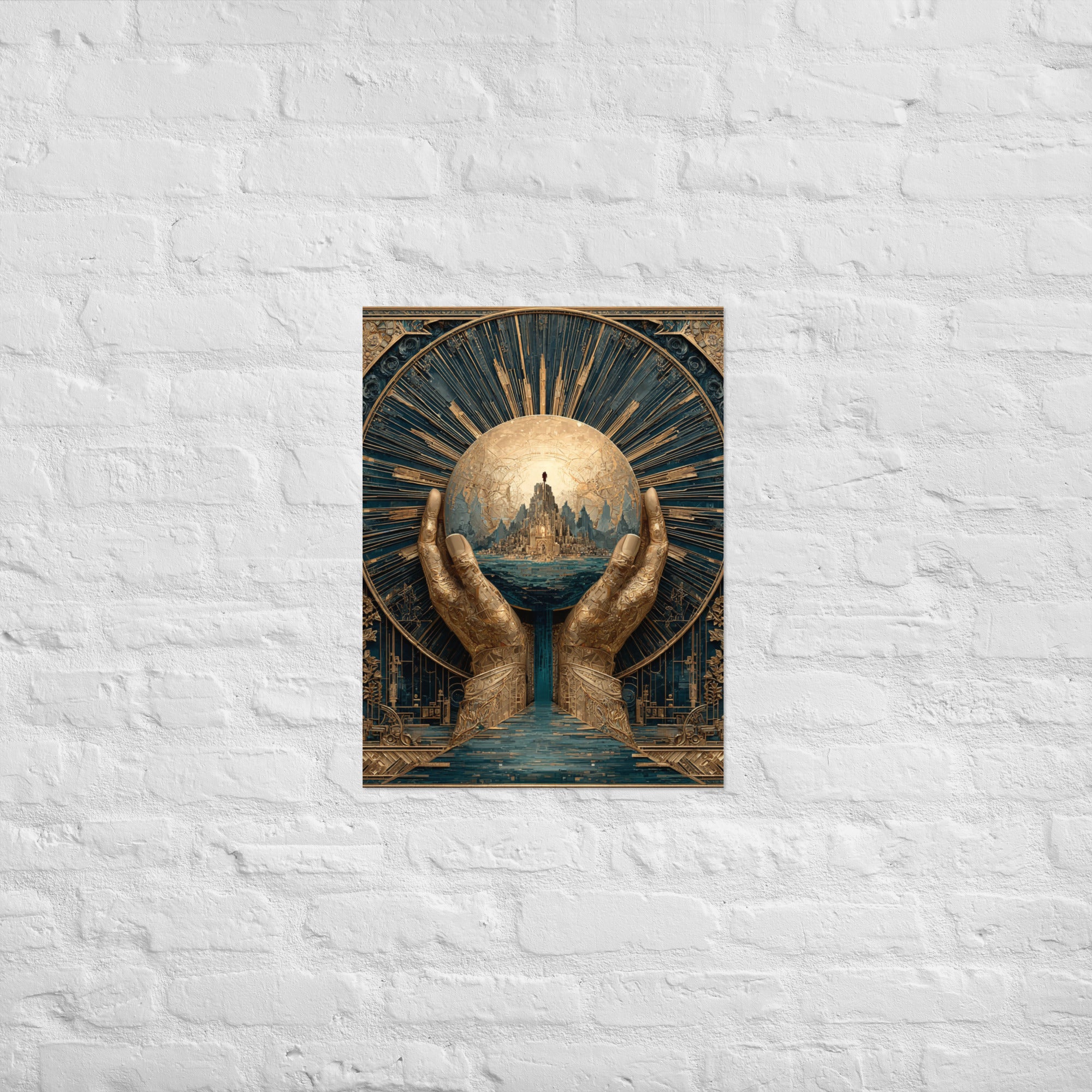 Premium retro gaming gallery poster with layered worlds composition on Enhanced Matte Paper