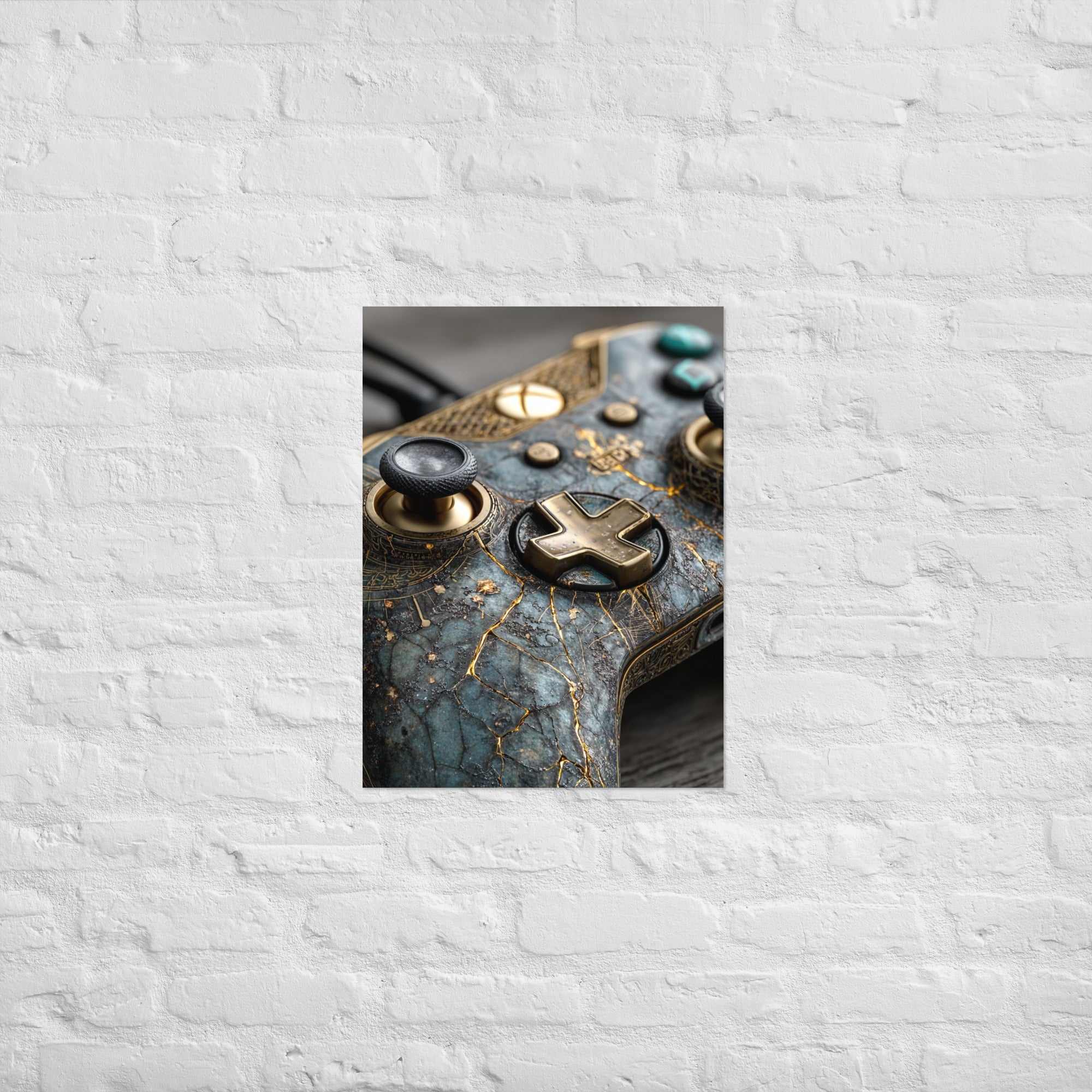 Premium retro gaming gallery poster with patina aesthetic on Enhanced Matte Paper