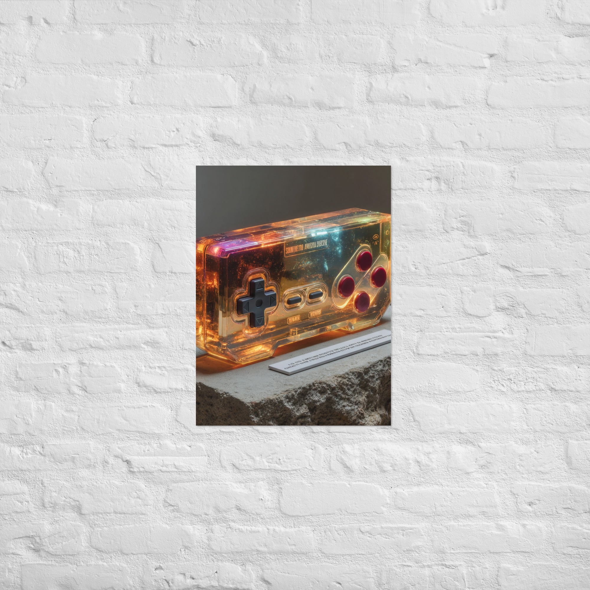 Premium vintage gaming display poster in amber palette on Enhanced Matte Paper