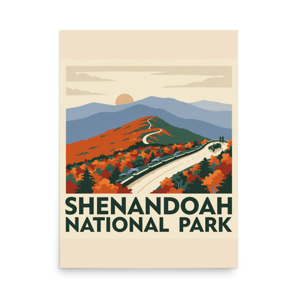 Shenandoah National Park vintage poster, 18 by 24 inch matte art print shown flat