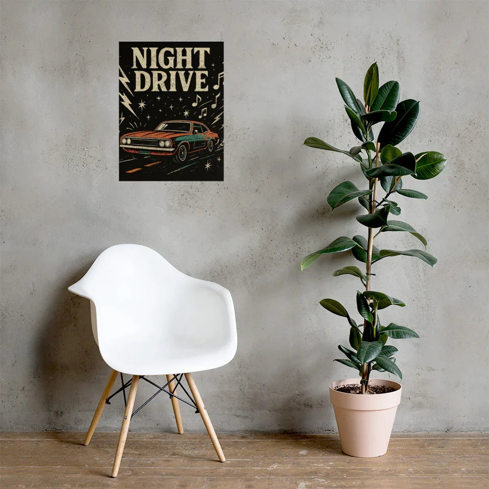 Night Drive Poster – Moody Retro Roadtrip - RaZits