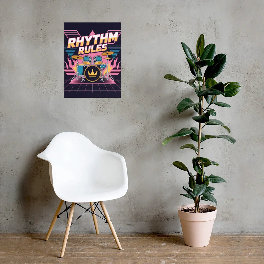 Rhythm Rules Poster – Neon Crown Drum Power - RaZits