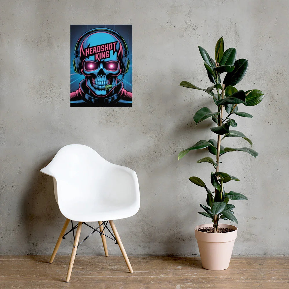 Headshot King – Cyberpunk Gamer Art for Futuristic Esports Room Decor - RaZits