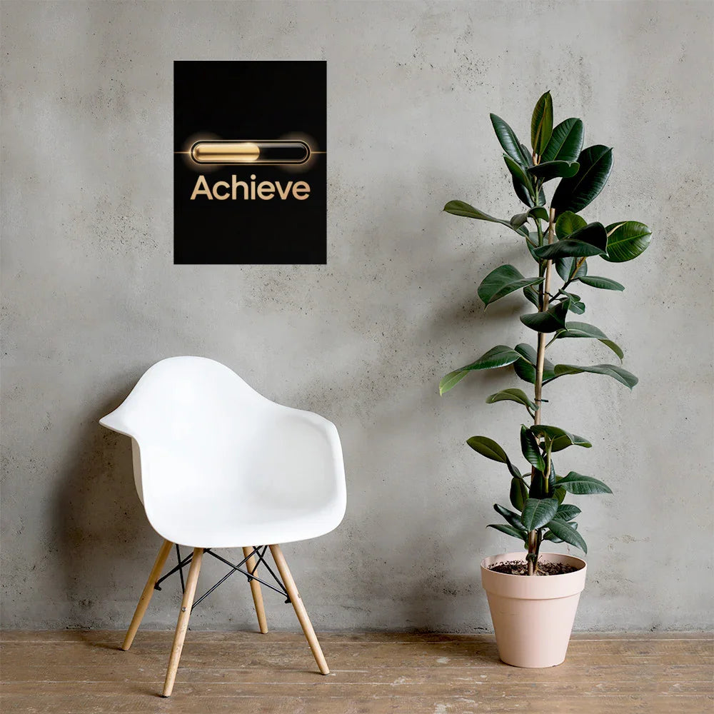 Achieve – Golden Progress Bar Motivational Gaming Poster - RaZits