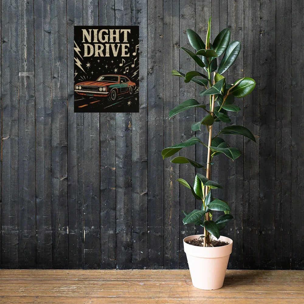 Night Drive Poster – Moody Retro Roadtrip - RaZits