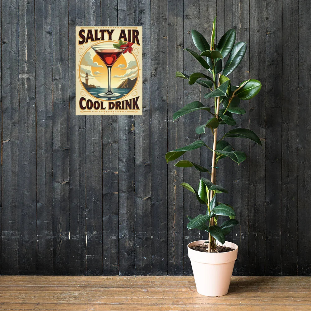 Salty Air, Cool Drink – Coastal Martini Poster - RaZits