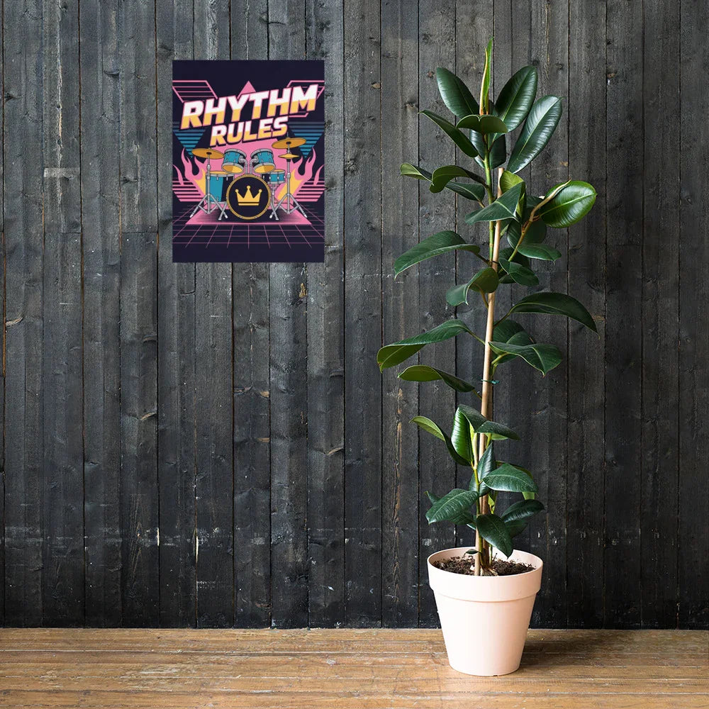 Rhythm Rules Poster – Neon Crown Drum Power - RaZits