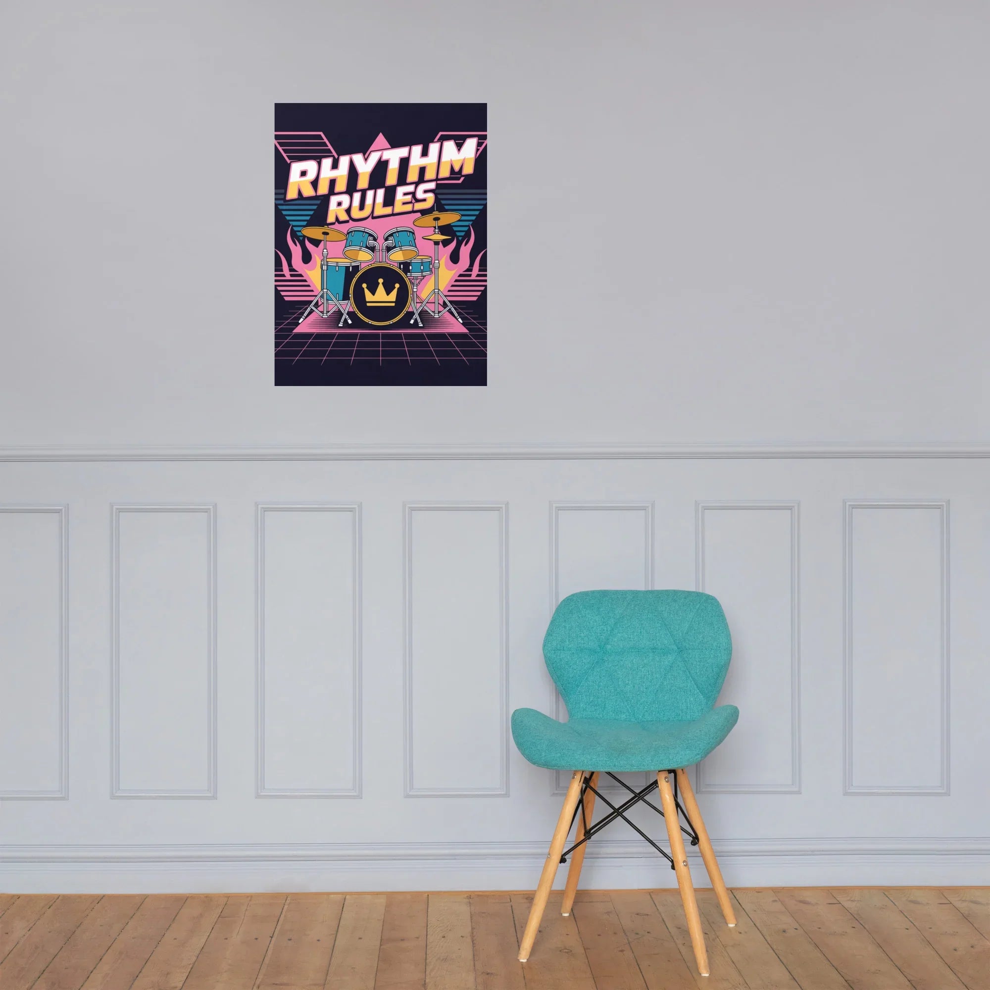 Rhythm Rules Poster – Neon Crown Drum Power - RaZits