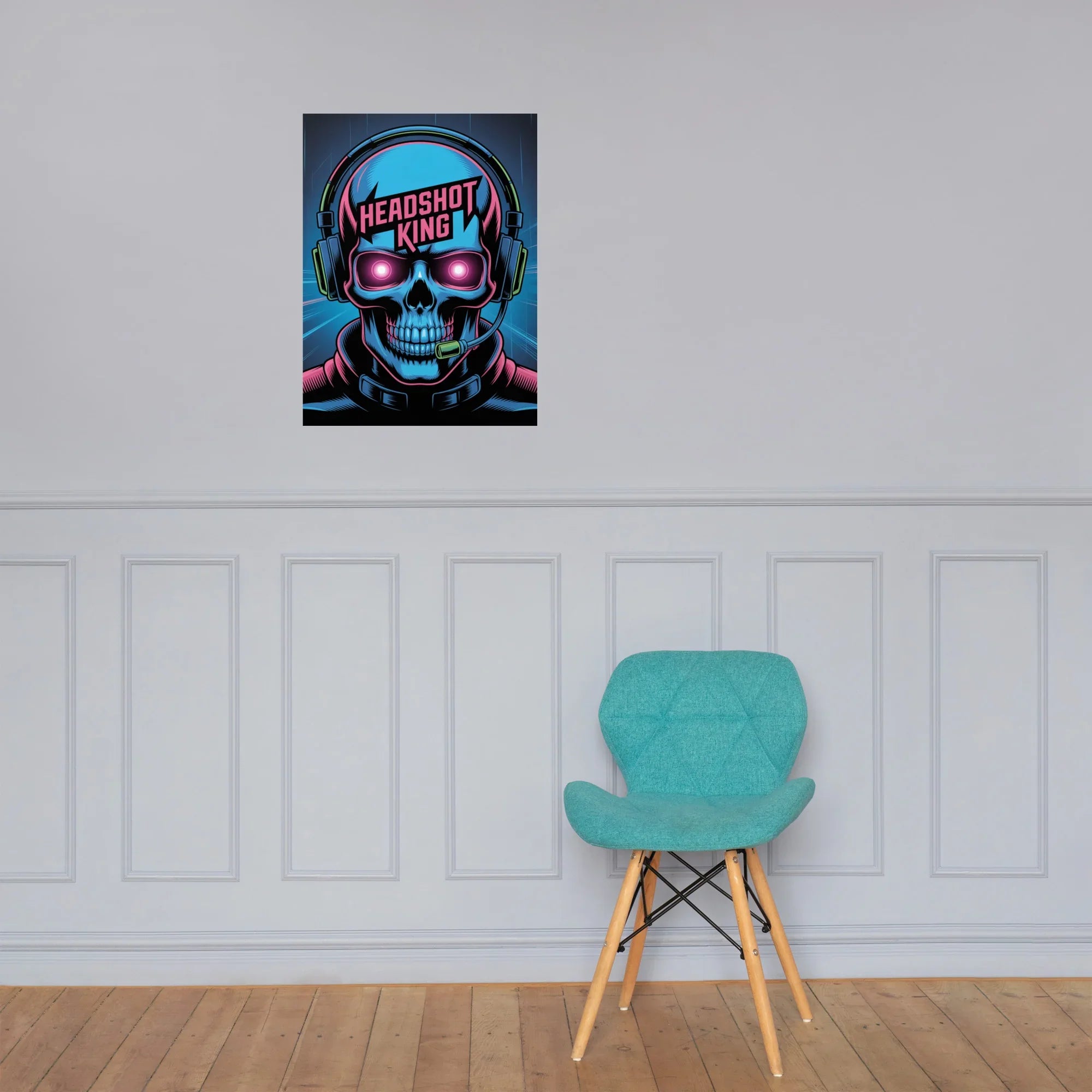 Headshot King – Cyberpunk Gamer Art for Futuristic Esports Room Decor - RaZits