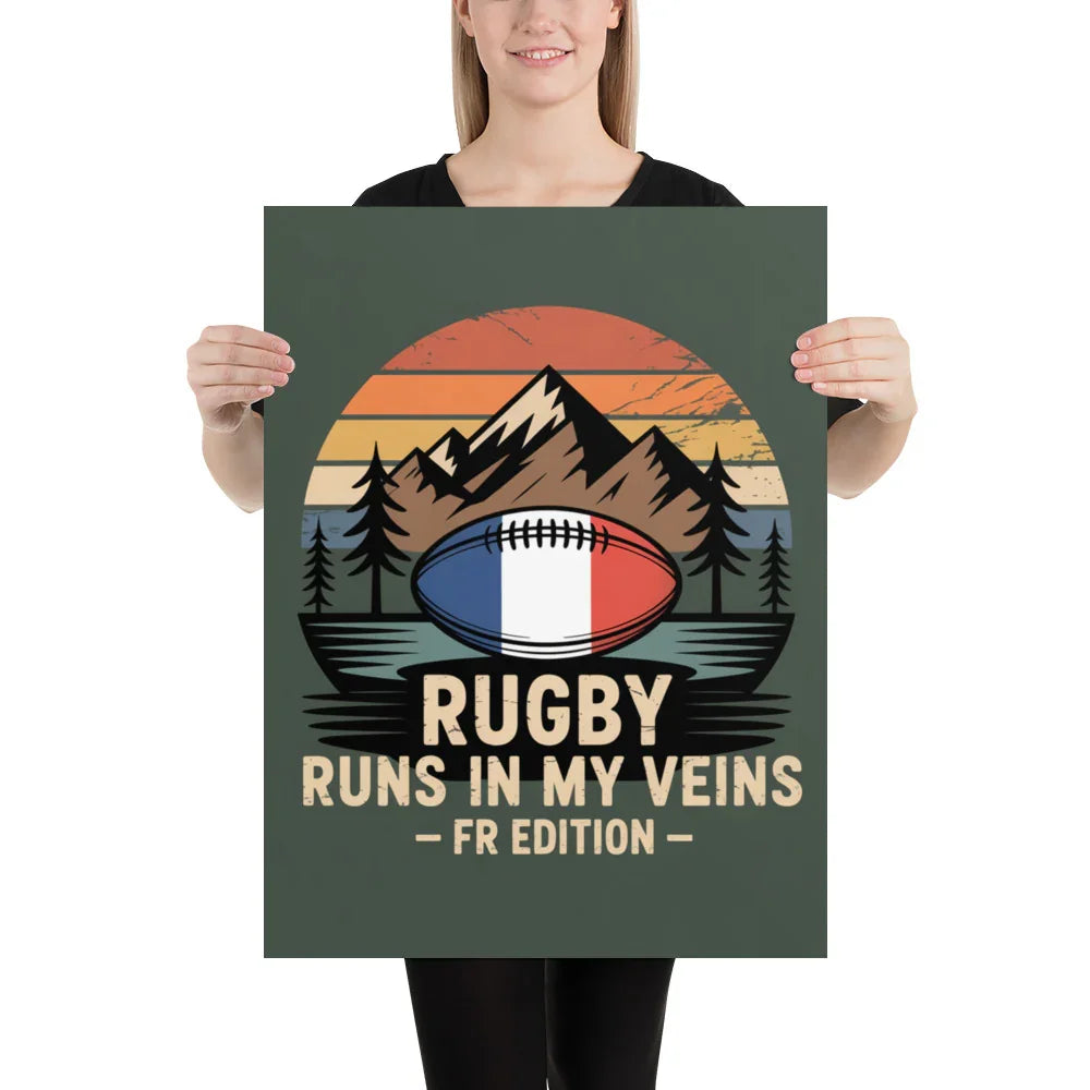 Rugby Runs in My Veins – France Poster (Midnight Edition) - RaZits