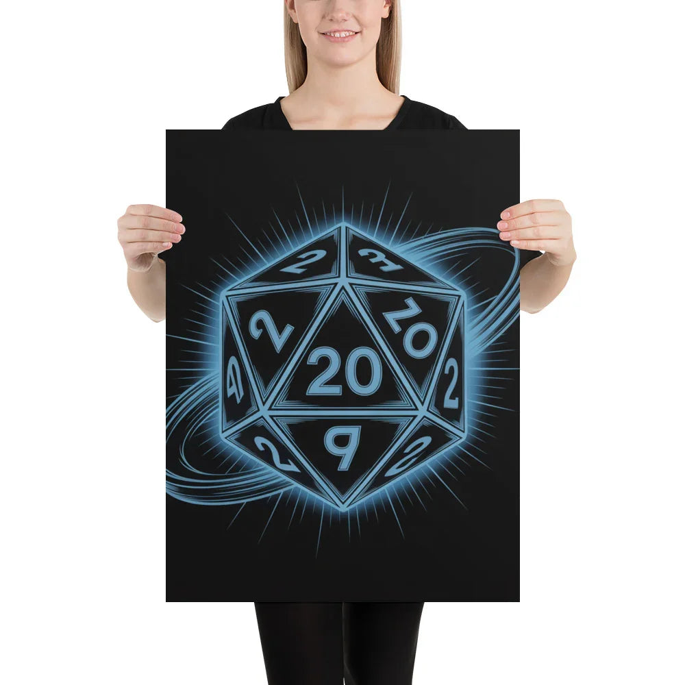 D20 Neon Dice Glow – Tabletop RPG Wall Art for Gaming Rooms - RaZits