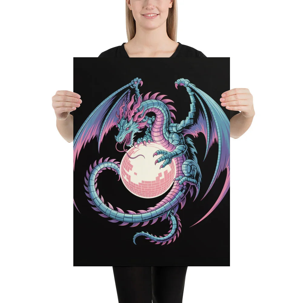 Cyber Dragon – Neon Pixel Fantasy Gaming Poster - RaZits
