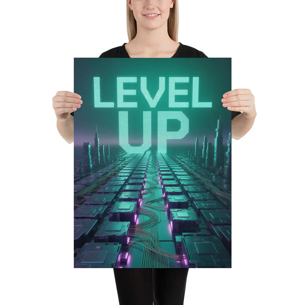 Level Up – Cyber Futuristic Wall Art for Gamers & Tech Lovers - RaZits