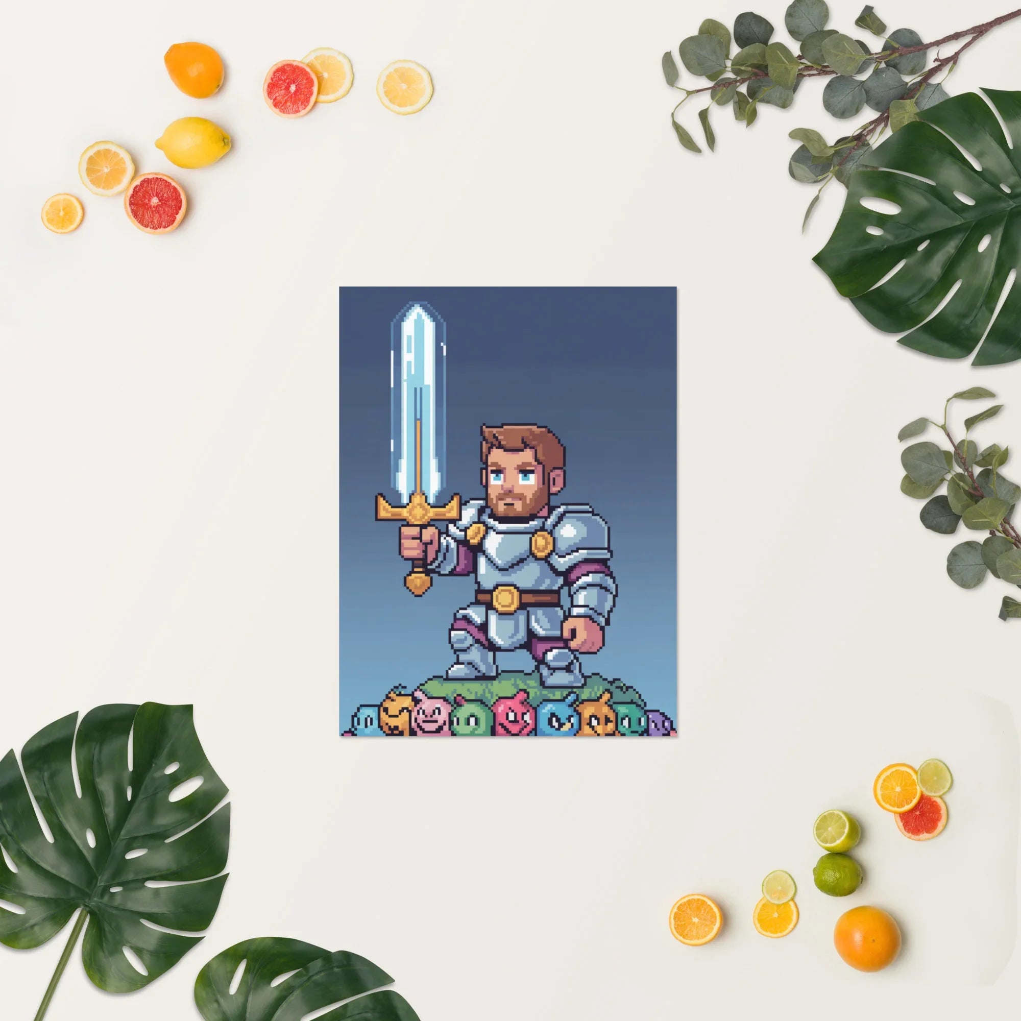 Pixel Knight – Fantasy Gaming Poster in Retro Pixel Art Style for Gamer Wall Decor - RaZits