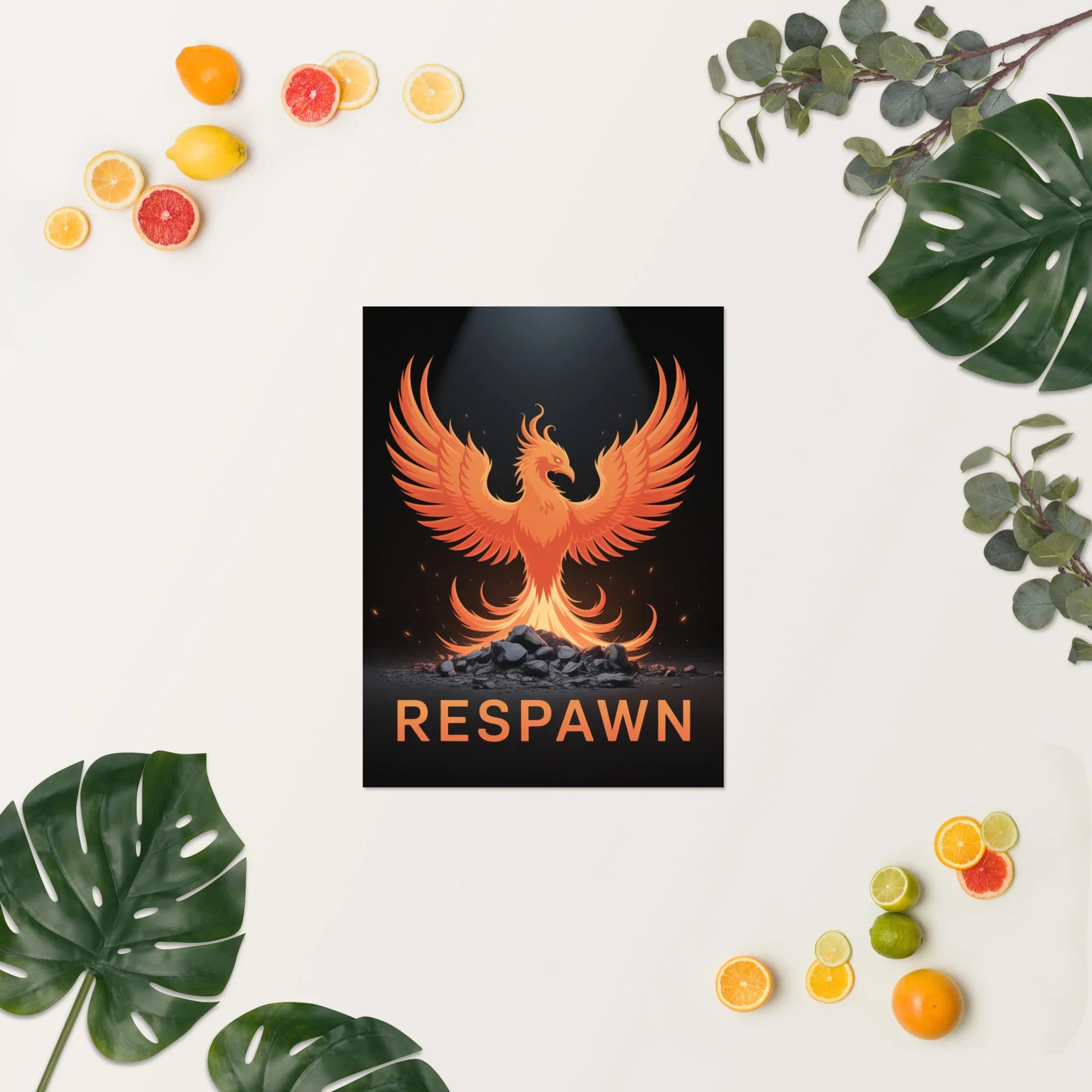 RESPAWN – Phoenix Rebirth Motivational Gaming Poster - RaZits