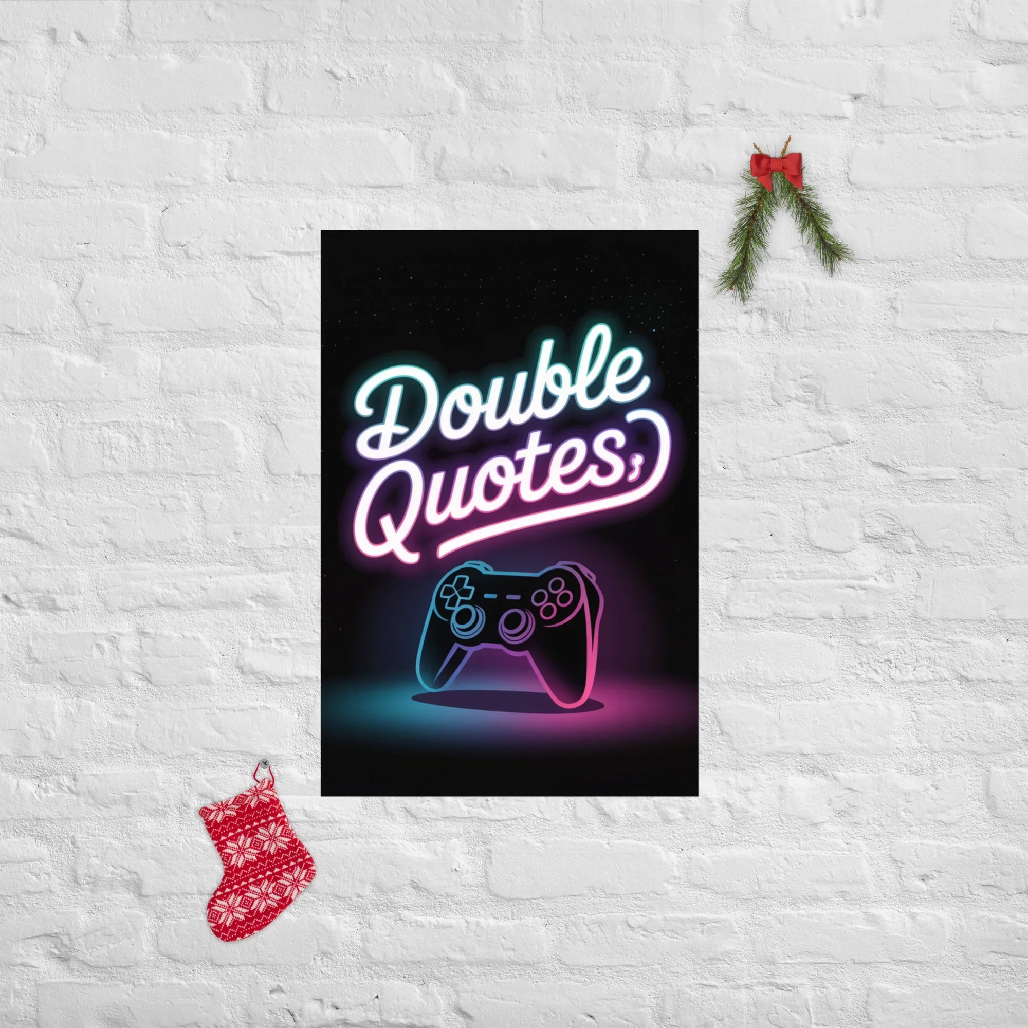 Double Quotes – Neon Gaming Controller Poster - RaZits