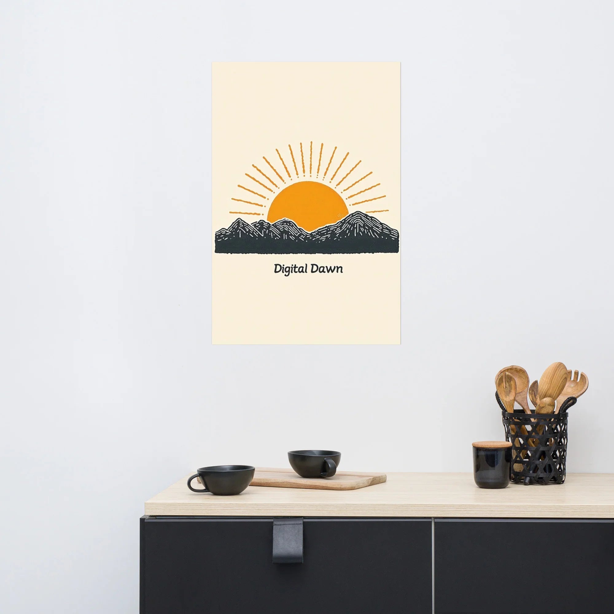 Digital Dawn Poster – Minimal Sunrise with a Tech Vibe - RaZits