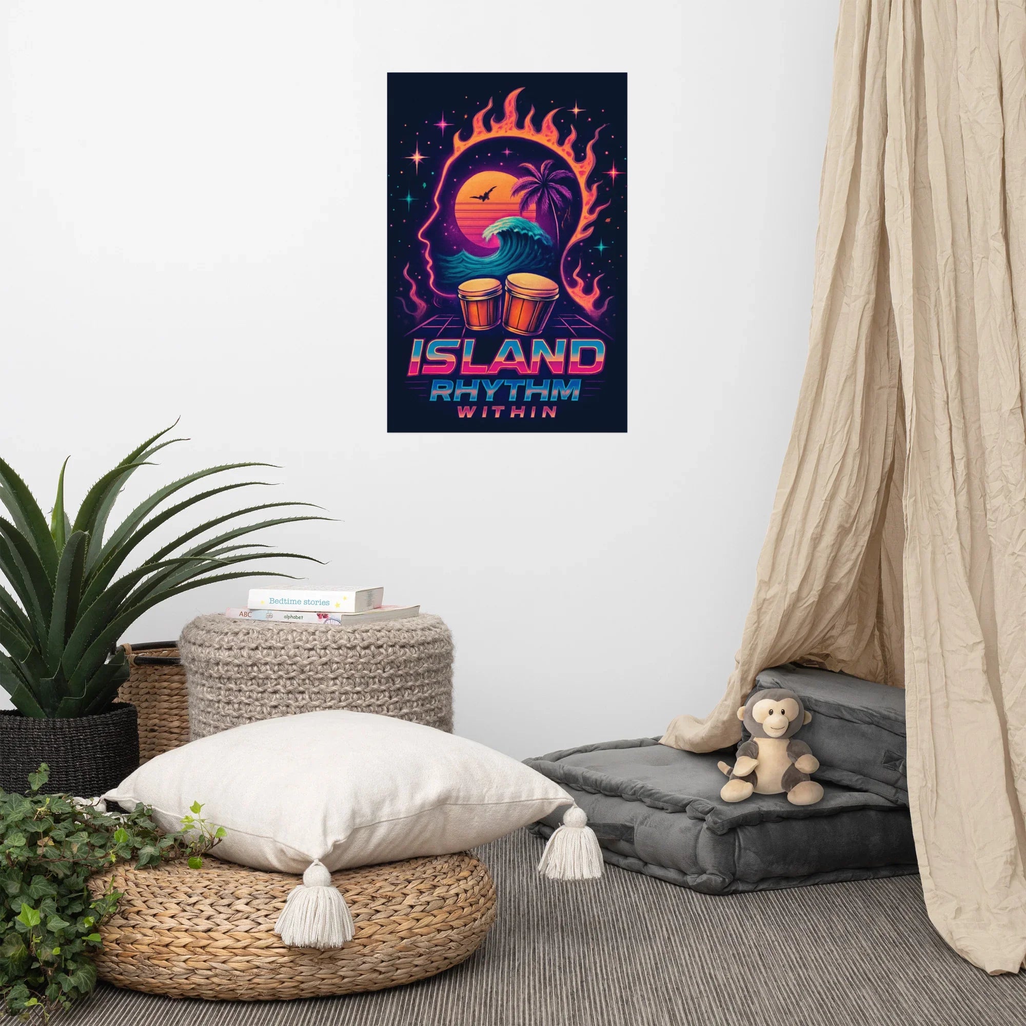 Island Rhythm Within Poster – Retro Beach Drumwave Art - RaZits