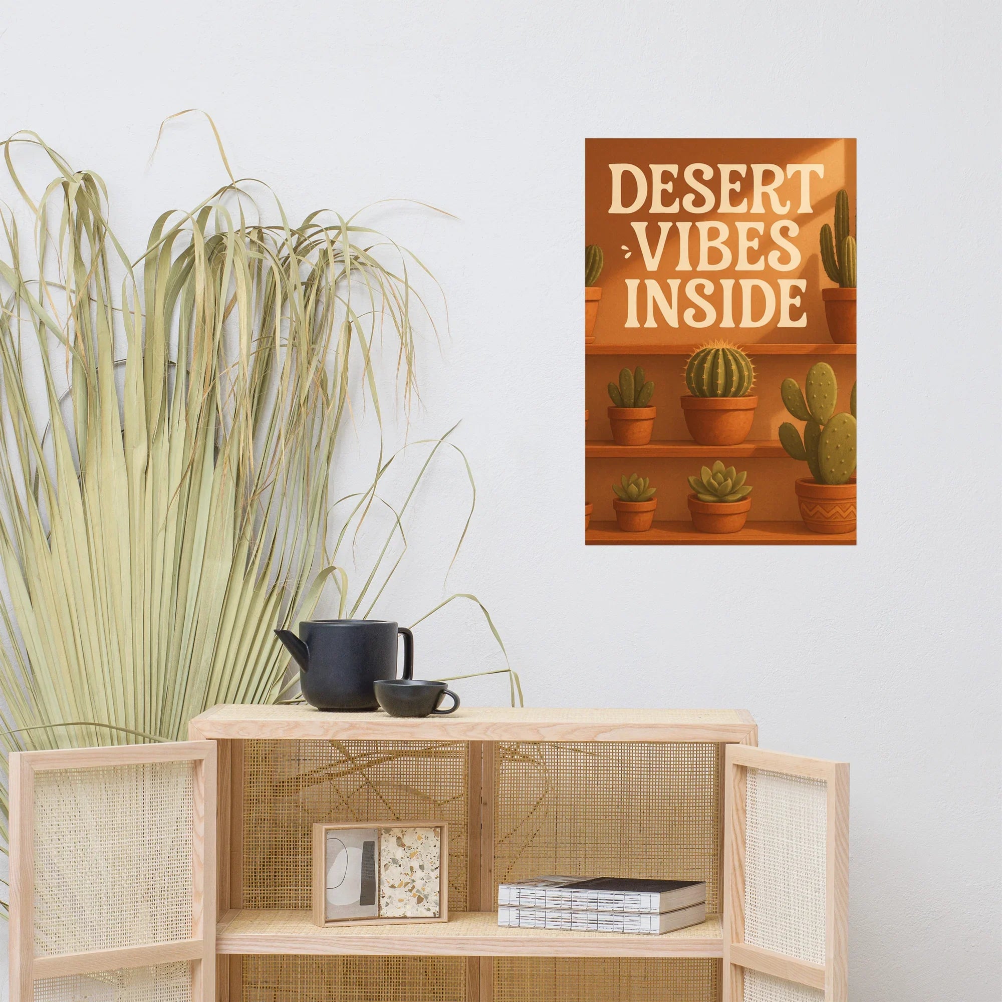 Cactus Shelf Art Print – Desert Vibes Indoor Succulent Illustration - RaZits