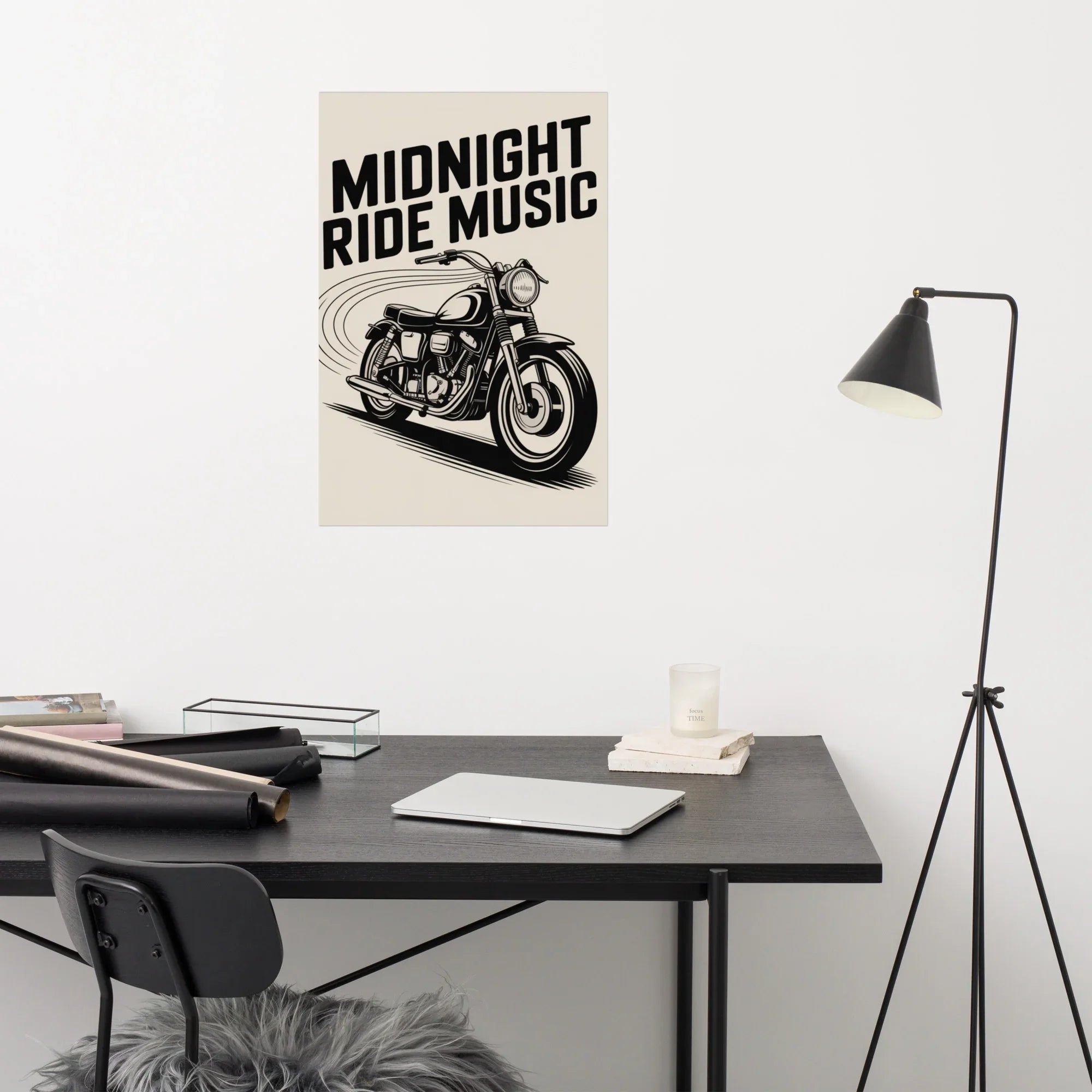 Midnight Ride Music Poster – Vintage Motorcycle Soundwave - RaZits