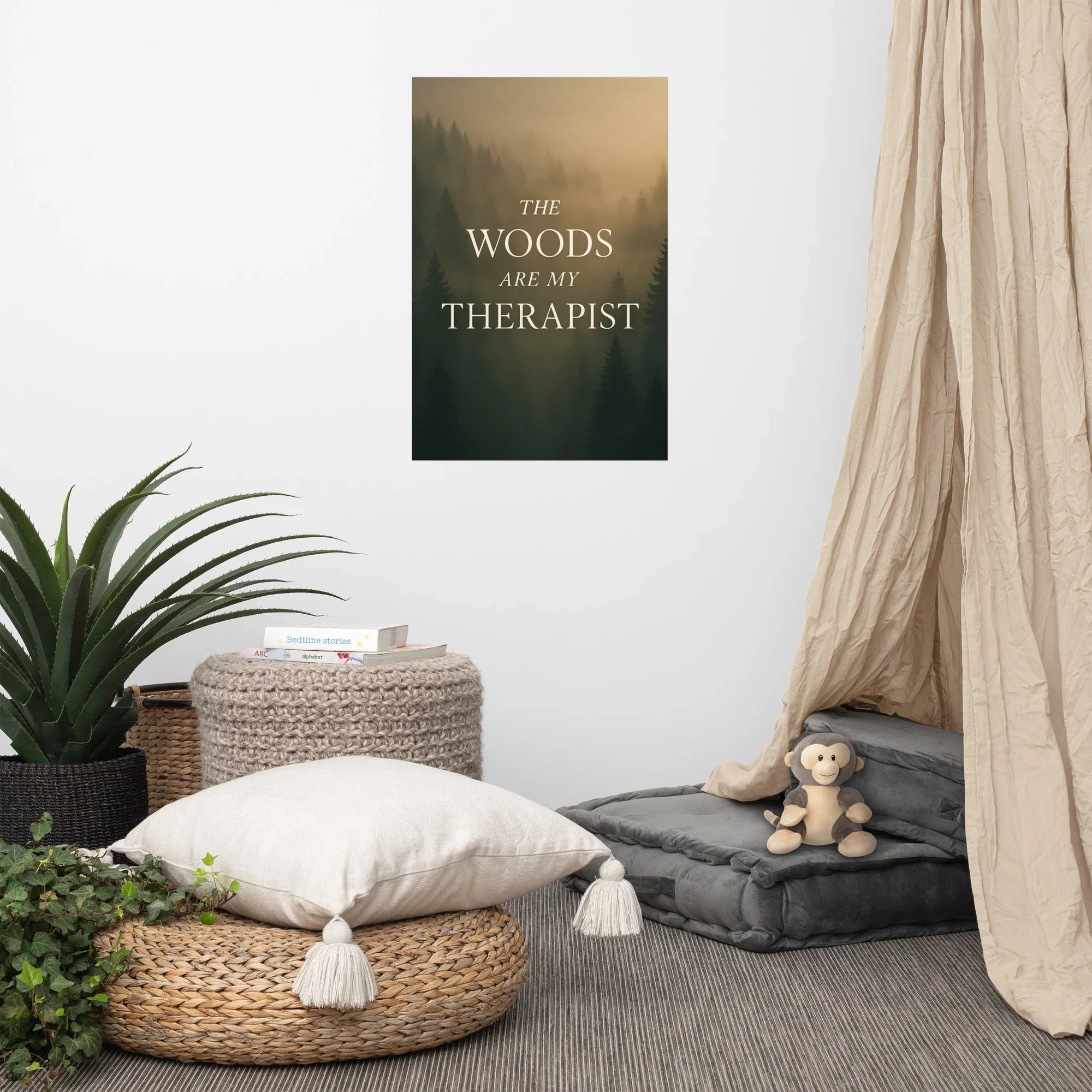 The Woods Are My Therapist – Moody Forest Wall Art - RaZits