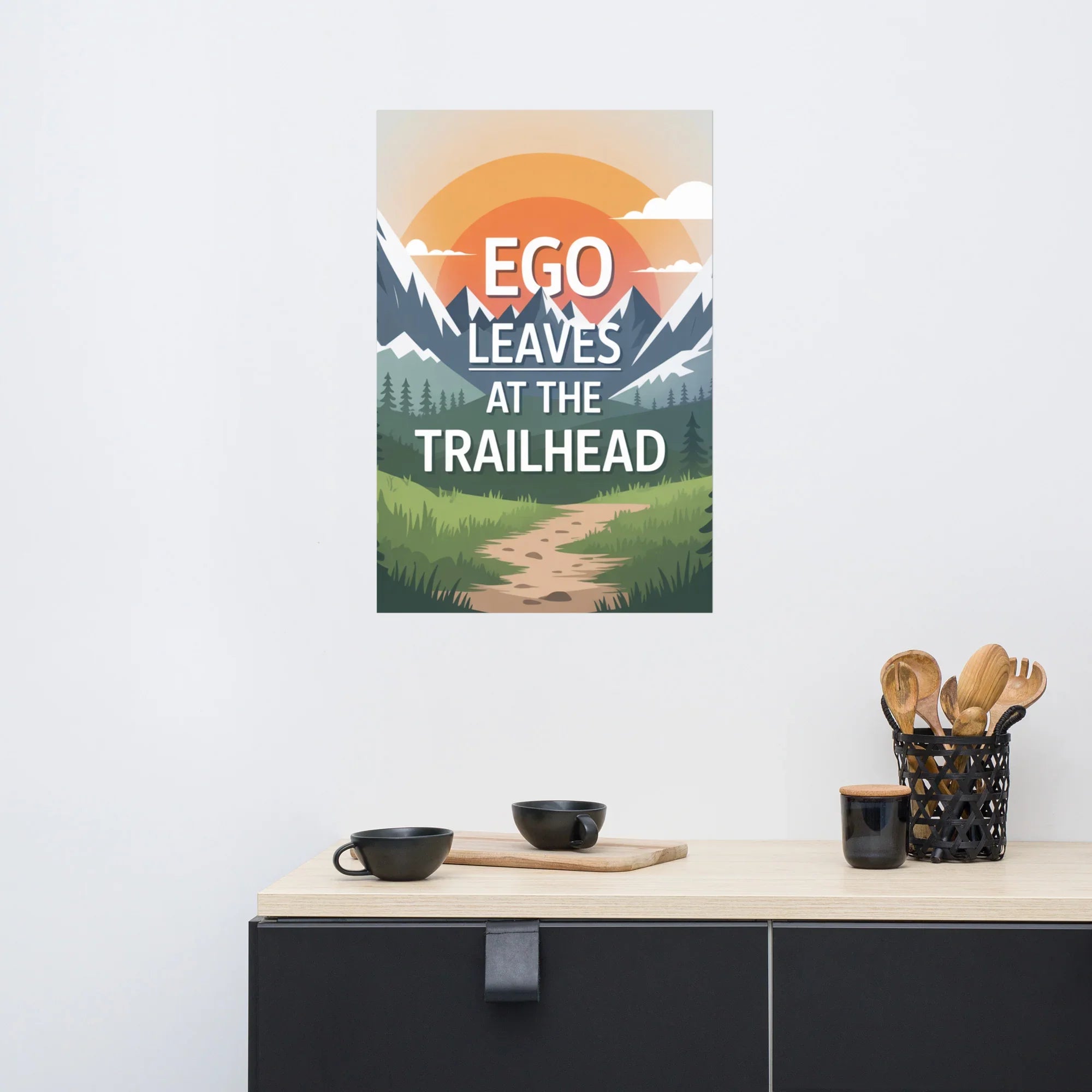 Ego Leaves at the Trailhead – Mountain Minimalist Print - RaZits