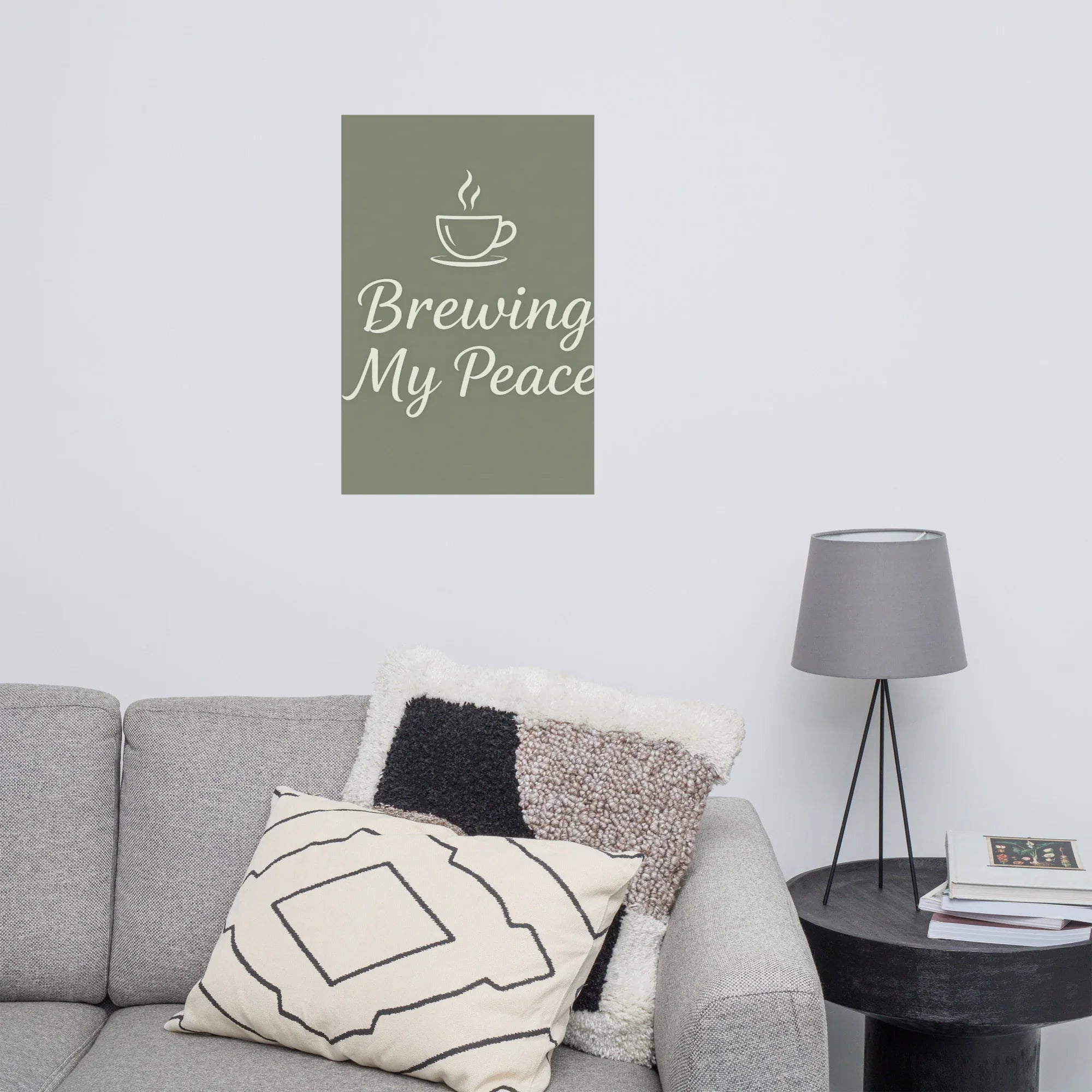 Brewing My Peace Wall Art – Soft Script Coffee Quote - RaZits