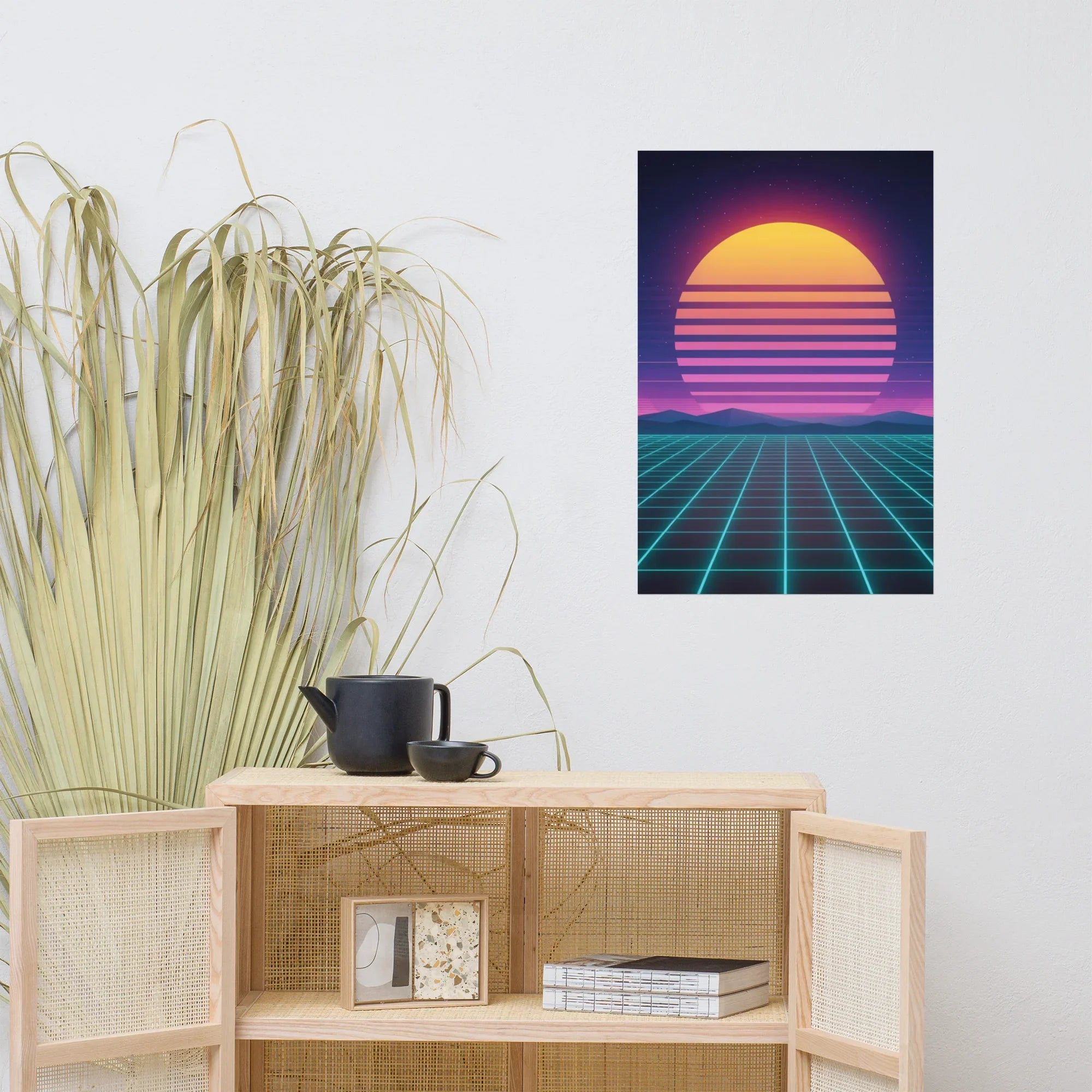 Synthwave Horizon – Retro Futuristic Neon Sunset Wall Art - RaZits