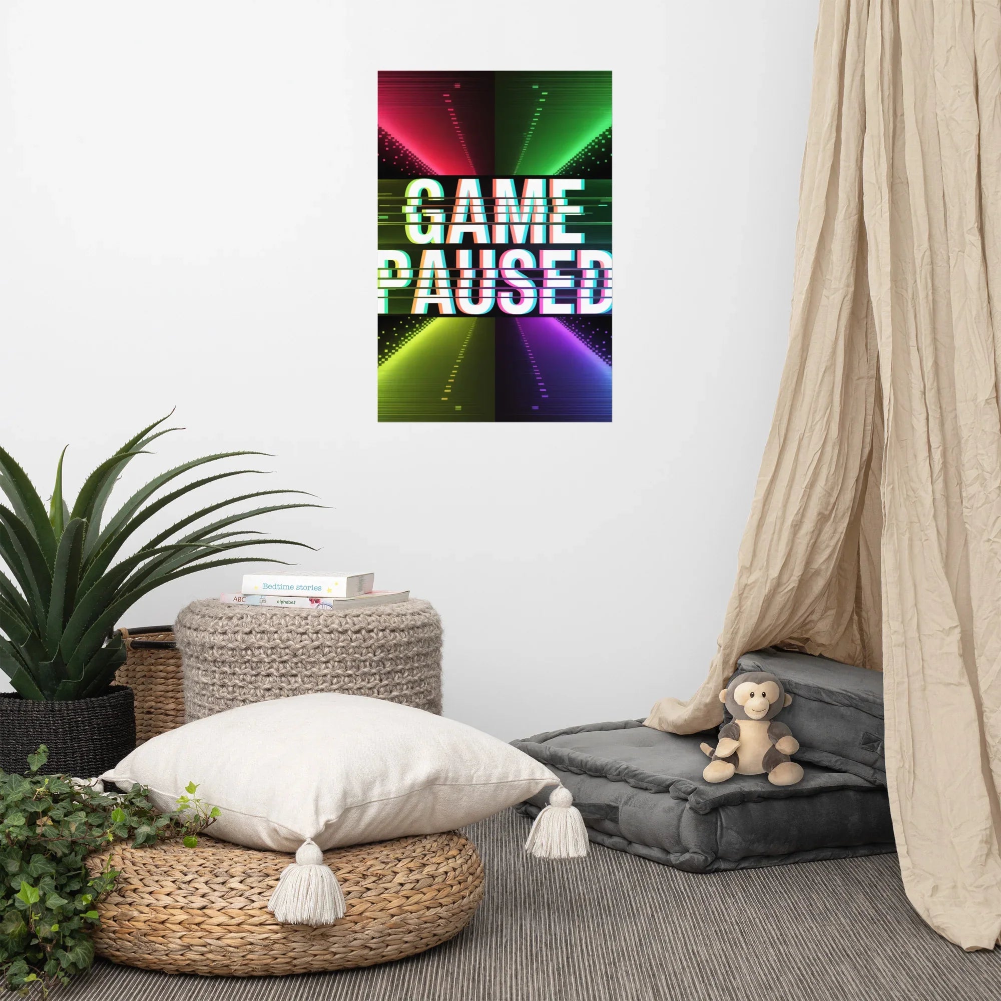 Game Paused – Glitch Effect Retro Gaming Wall Art - RaZits