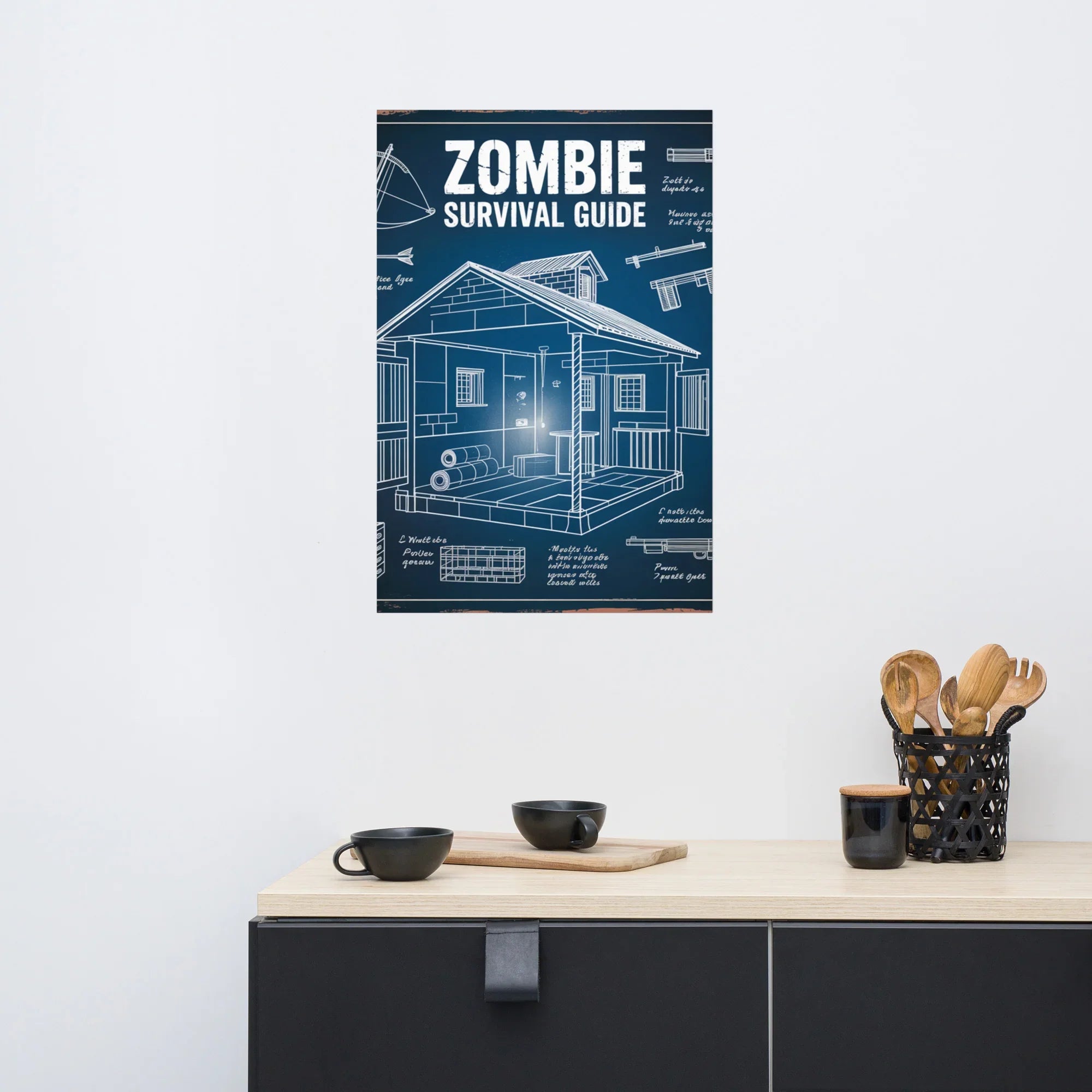 Zombie Survival Guide Blueprint – Tactical Gamer Wall Art - RaZits