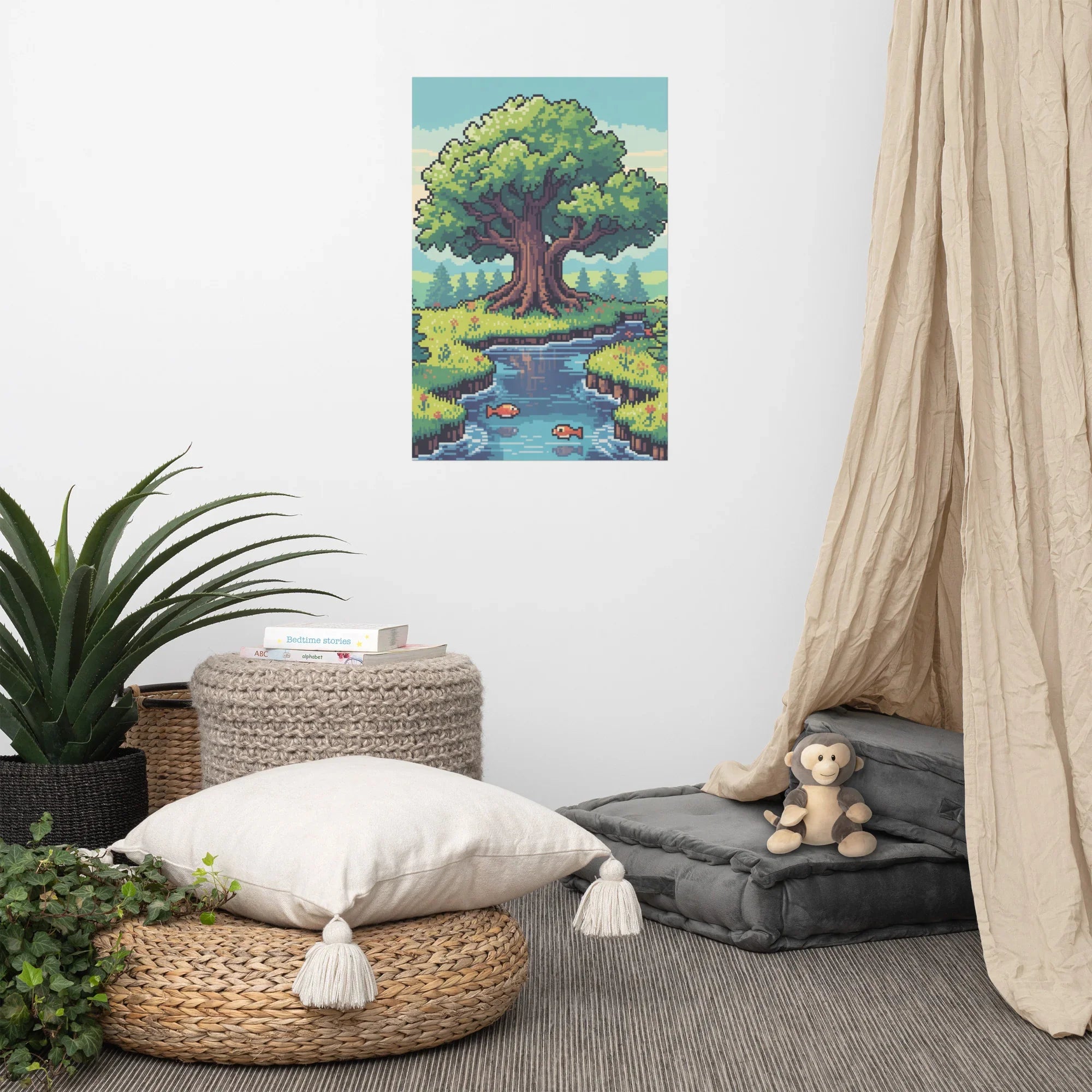 Pixel Grove – Retro Gaming Poster for Gamer Wall Art & Pixel Landscape Decor - RaZits