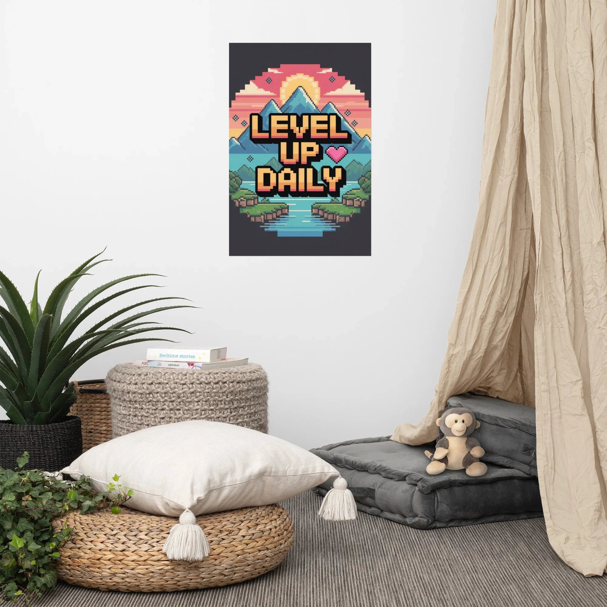 Level Up Daily Pixel Motivation Poster - RaZits