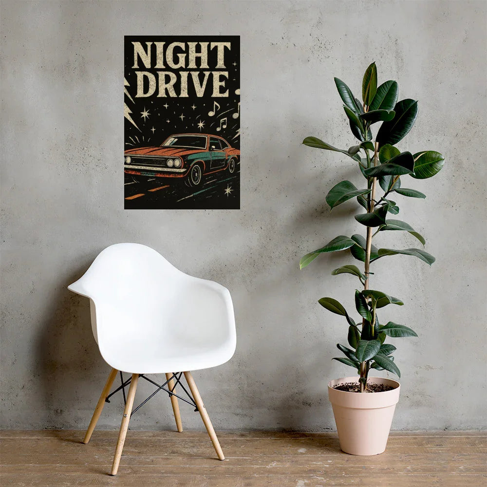 Night Drive Poster – Moody Retro Roadtrip - RaZits