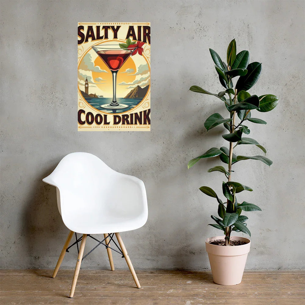 Salty Air, Cool Drink – Coastal Martini Poster - RaZits
