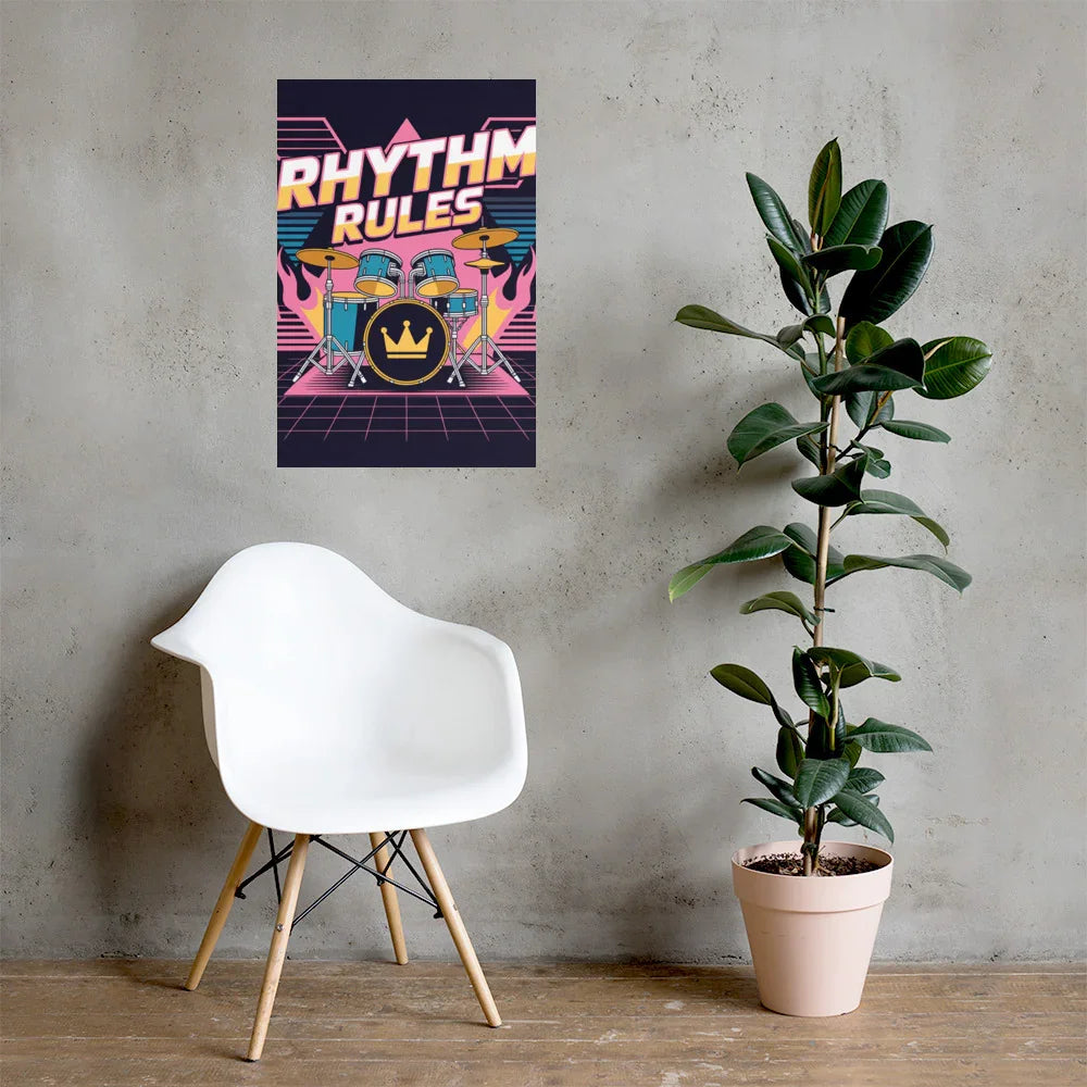 Rhythm Rules Poster – Neon Crown Drum Power - RaZits