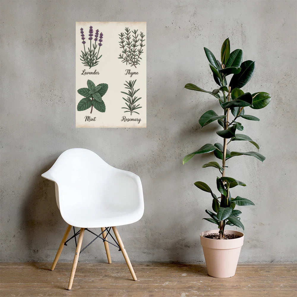Herb Chart Poster – Vintage Botanical Wall Print - RaZits