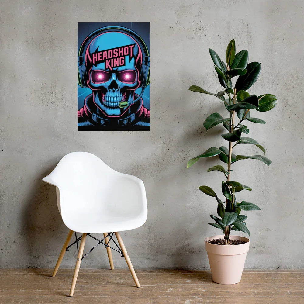 Headshot King – Cyberpunk Gamer Art for Futuristic Esports Room Decor - RaZits