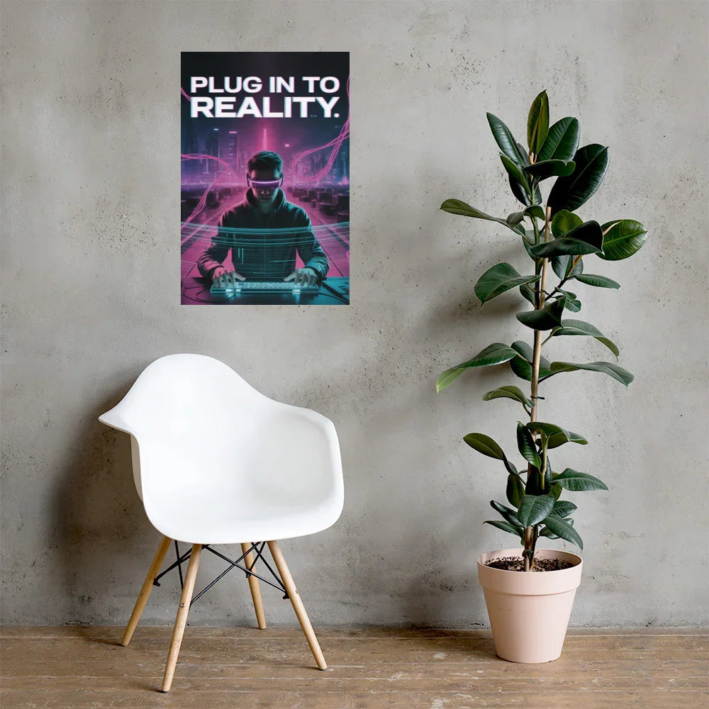 Plug In To Reality Cyberpunk Gaming Wall Art – VR Aesthetic Room Decor - RaZits