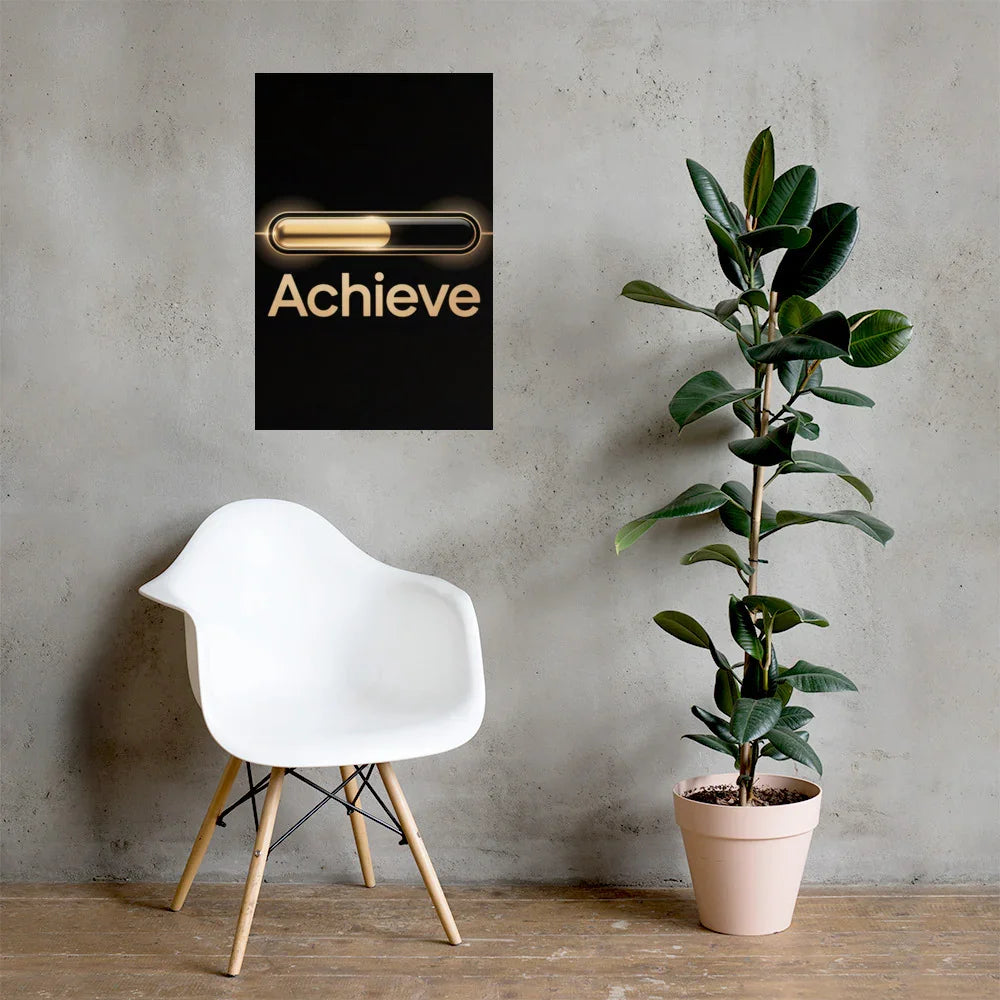 Achieve – Golden Progress Bar Motivational Gaming Poster - RaZits