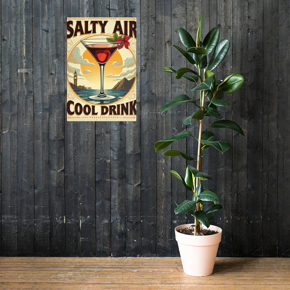 Salty Air, Cool Drink – Coastal Martini Poster - RaZits