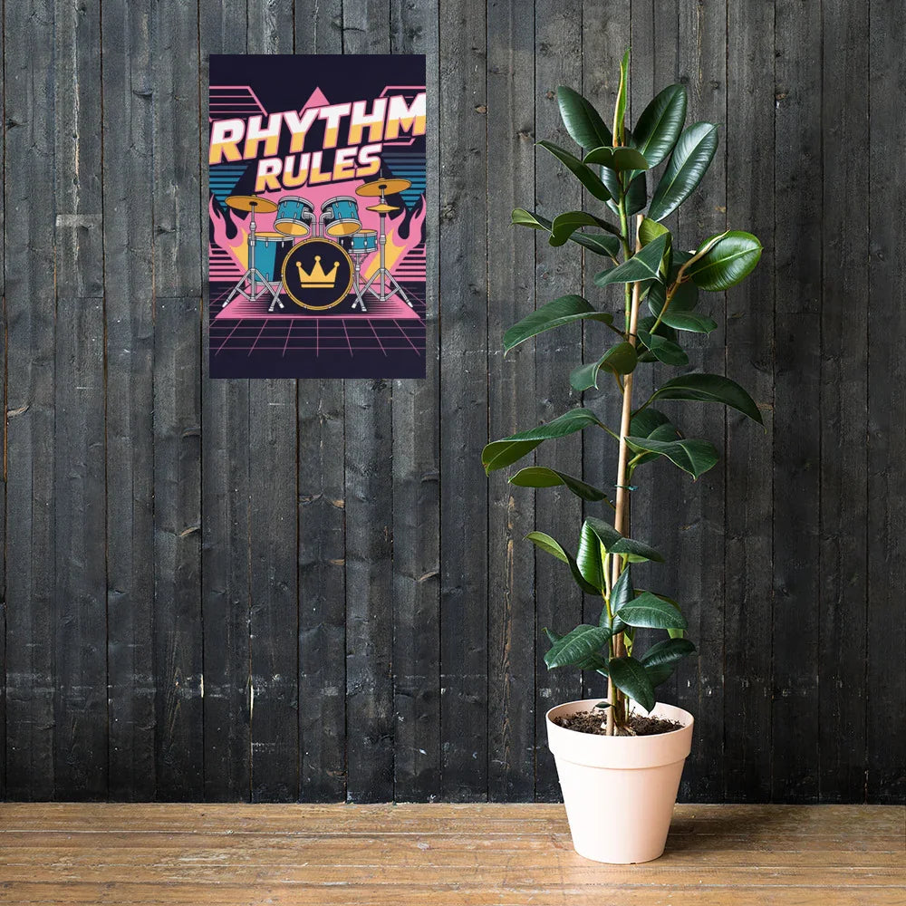 Rhythm Rules Poster – Neon Crown Drum Power - RaZits