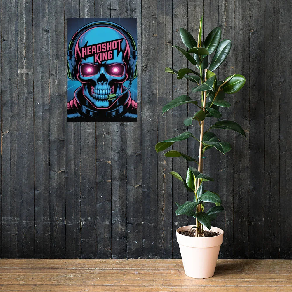 Headshot King – Cyberpunk Gamer Art for Futuristic Esports Room Decor - RaZits