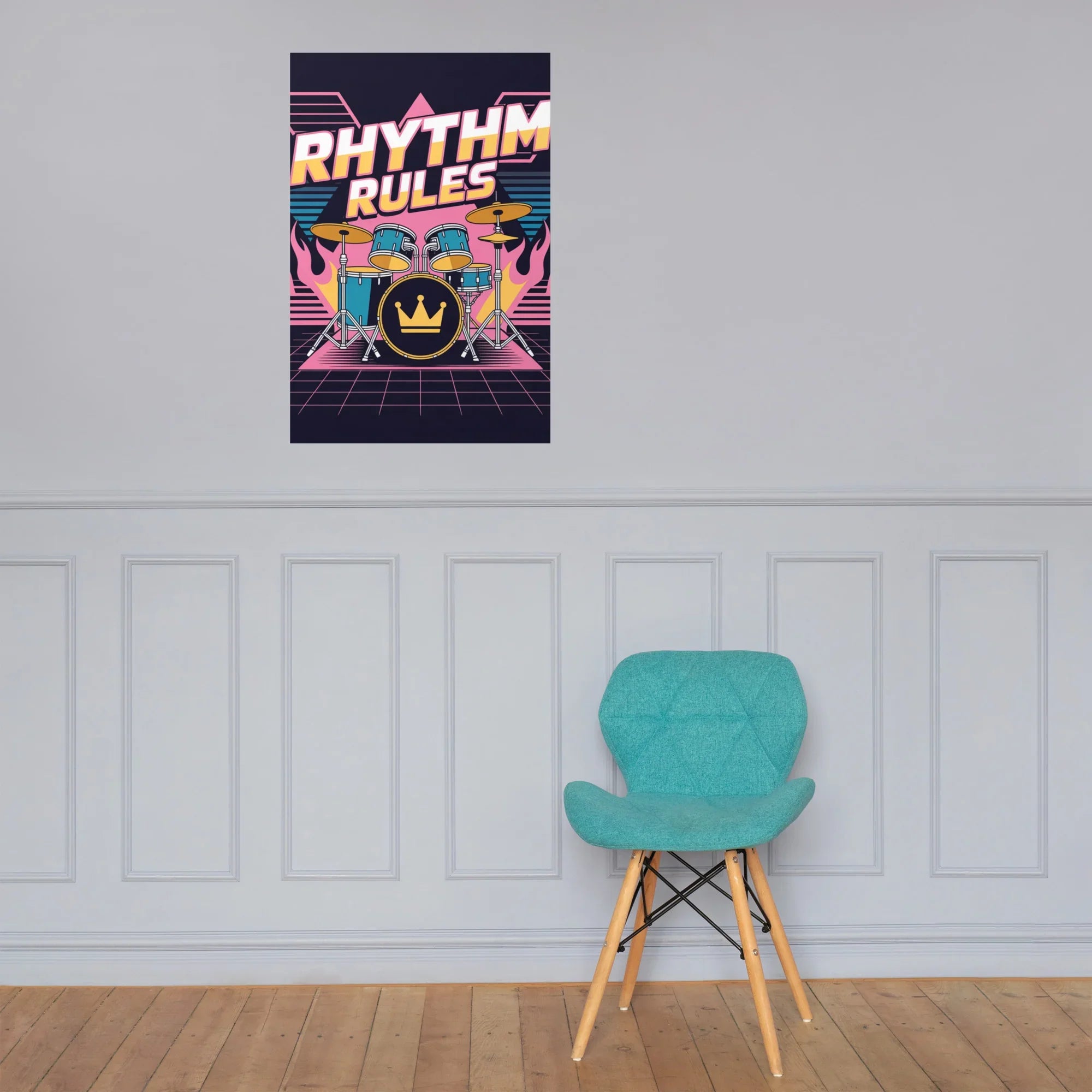 Rhythm Rules Poster – Neon Crown Drum Power - RaZits