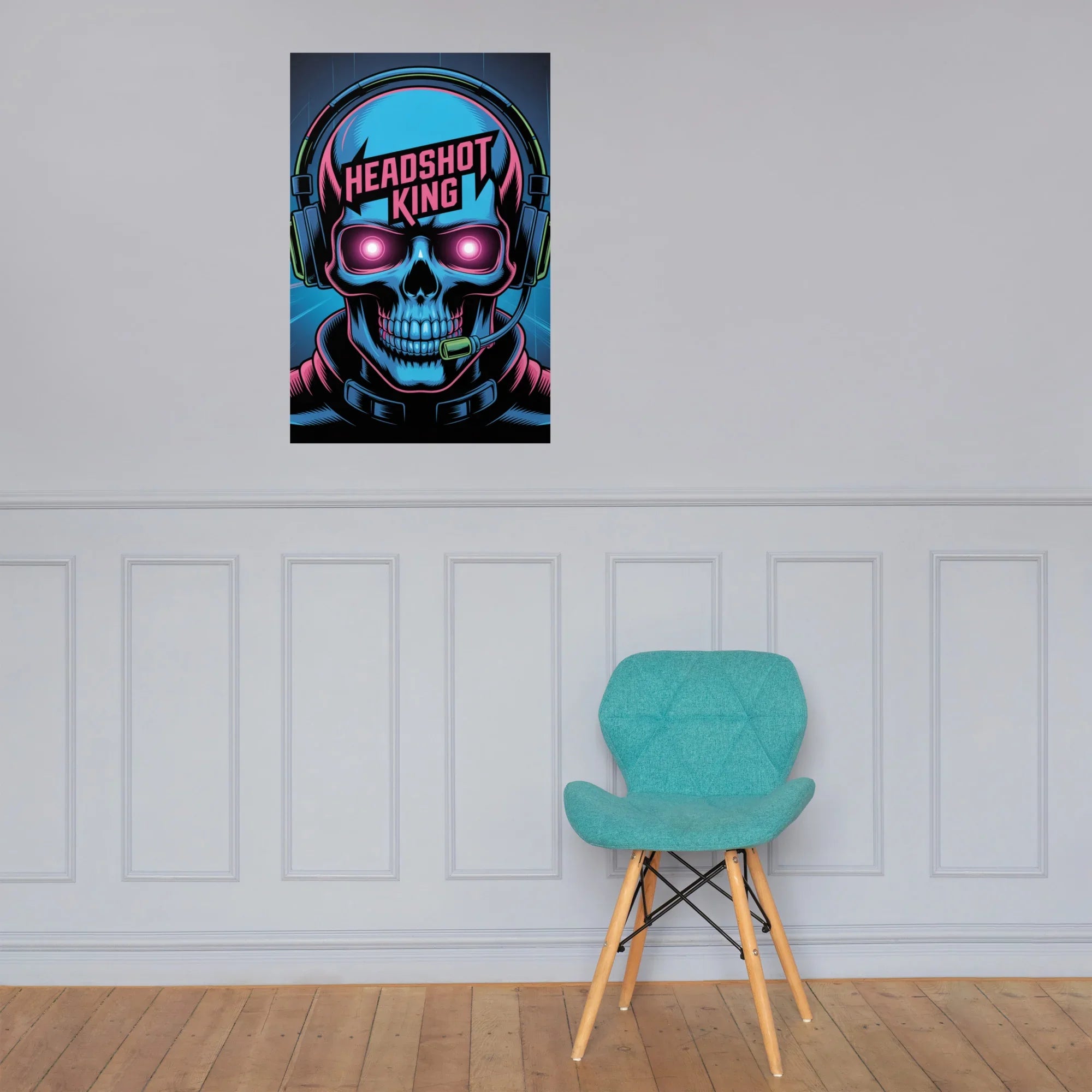 Headshot King – Cyberpunk Gamer Art for Futuristic Esports Room Decor - RaZits