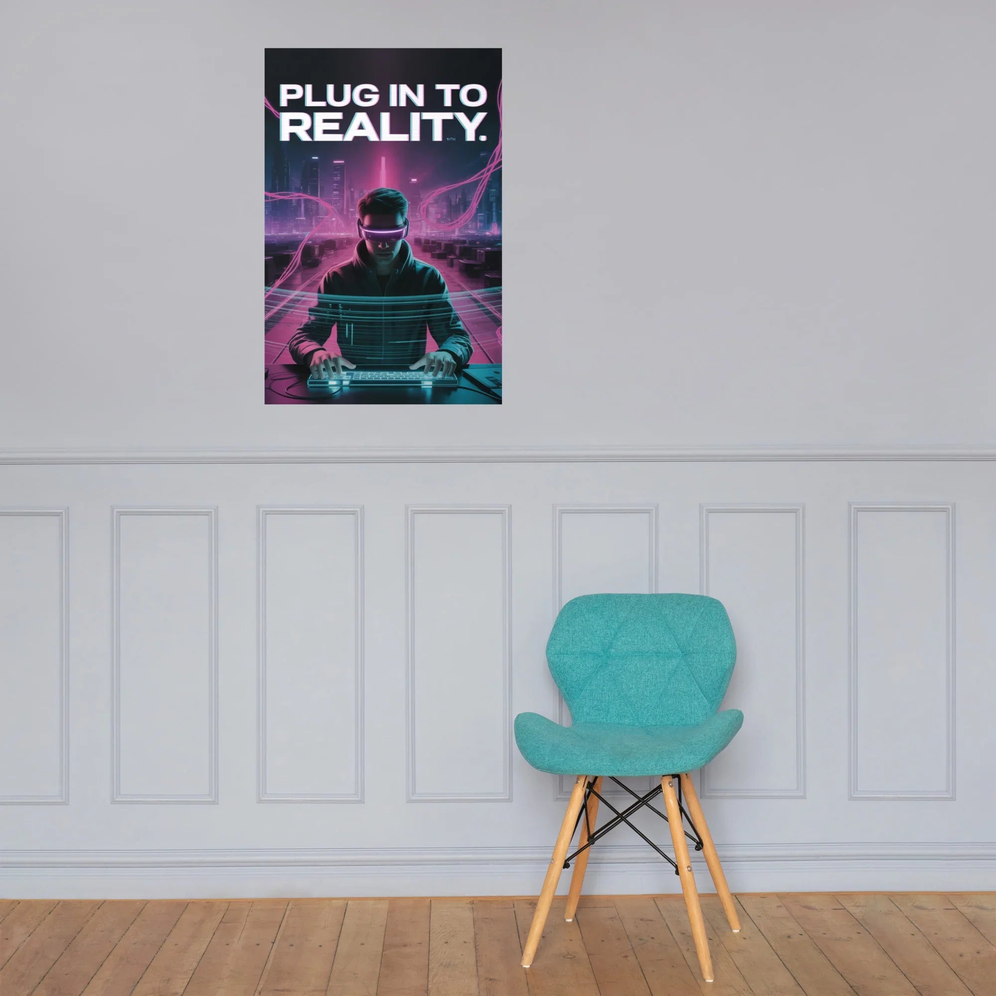 Plug In To Reality Cyberpunk Gaming Wall Art – VR Aesthetic Room Decor - RaZits
