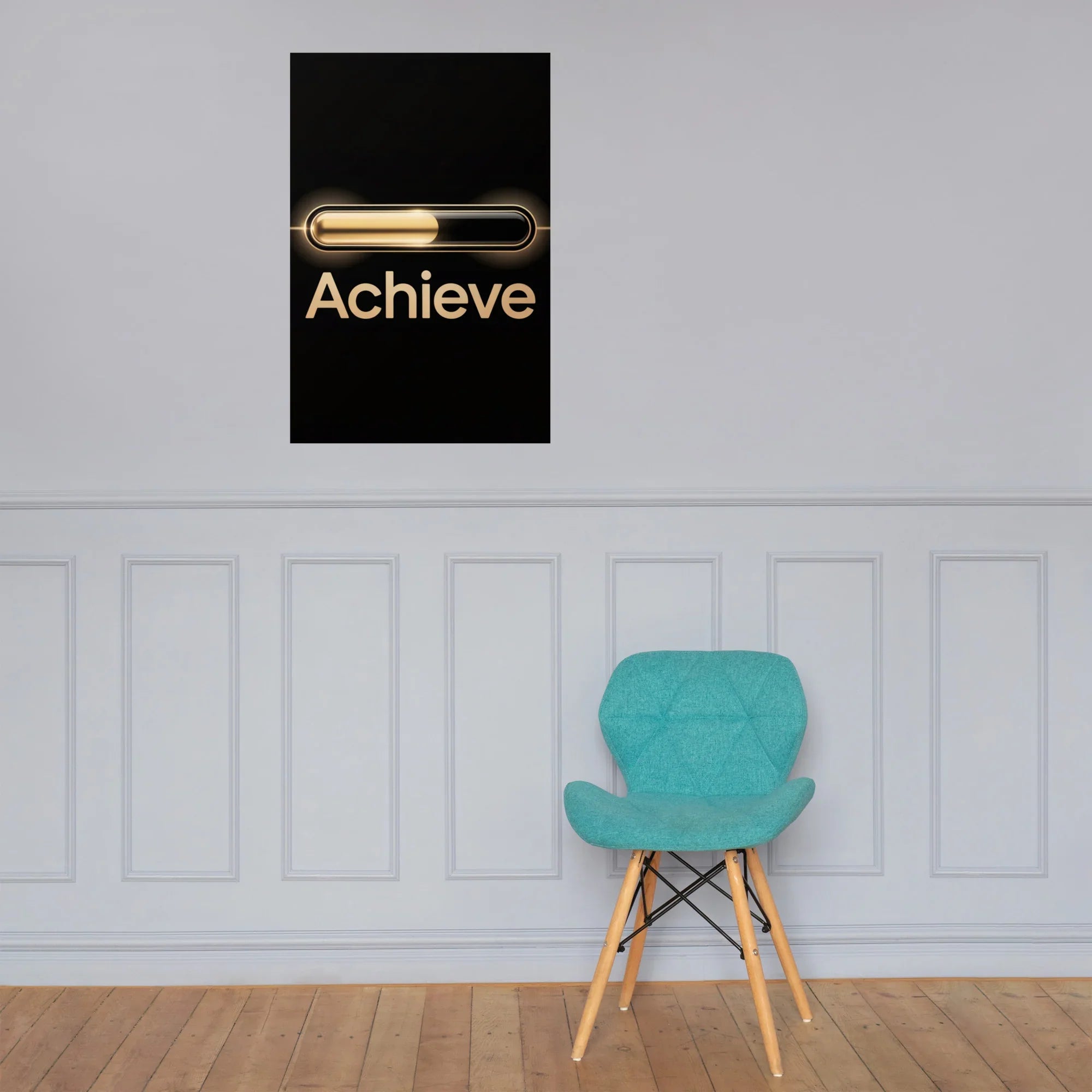Achieve – Golden Progress Bar Motivational Gaming Poster - RaZits