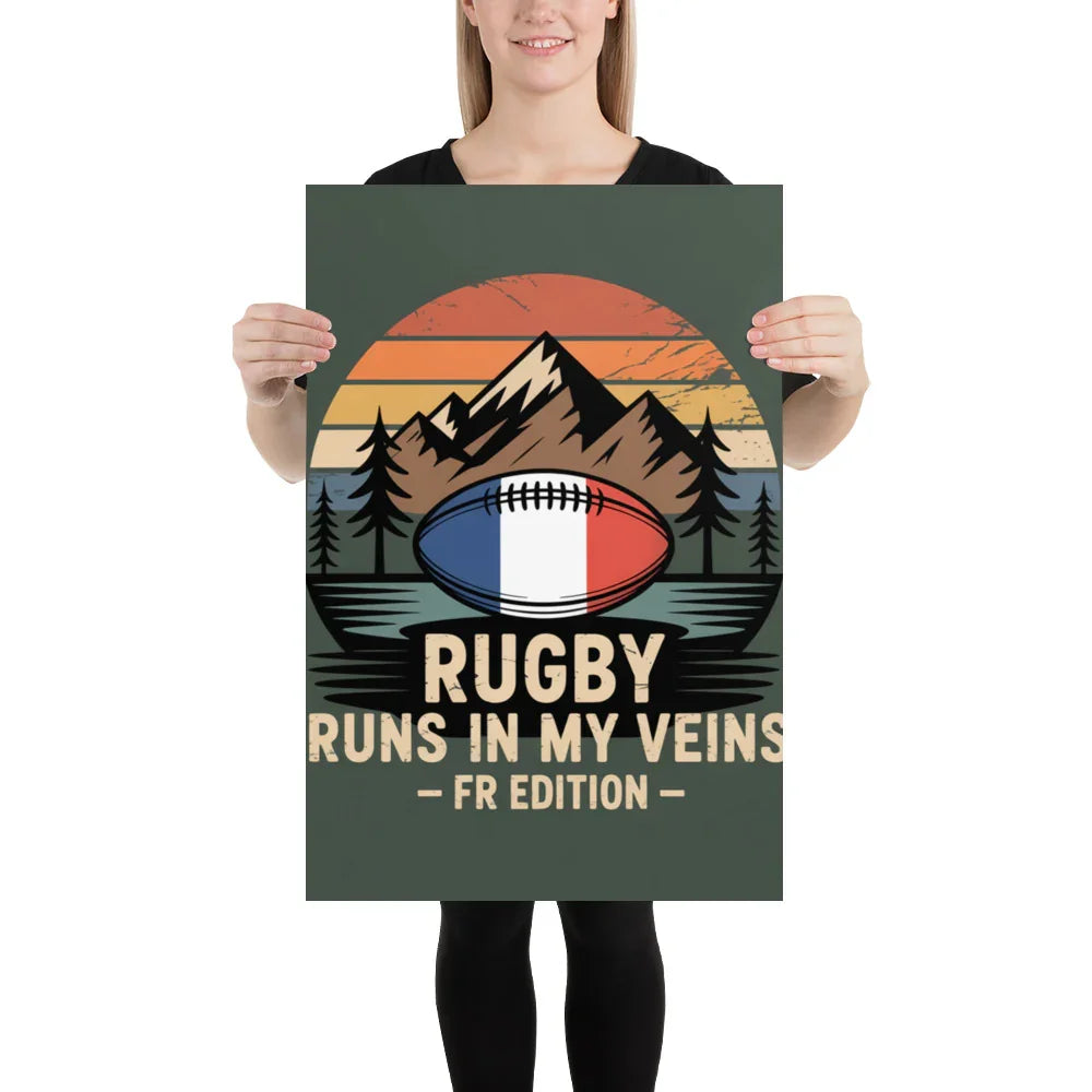 Rugby Runs in My Veins – France Poster (Midnight Edition) - RaZits