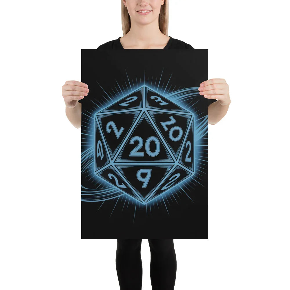 D20 Neon Dice Glow – Tabletop RPG Wall Art for Gaming Rooms - RaZits