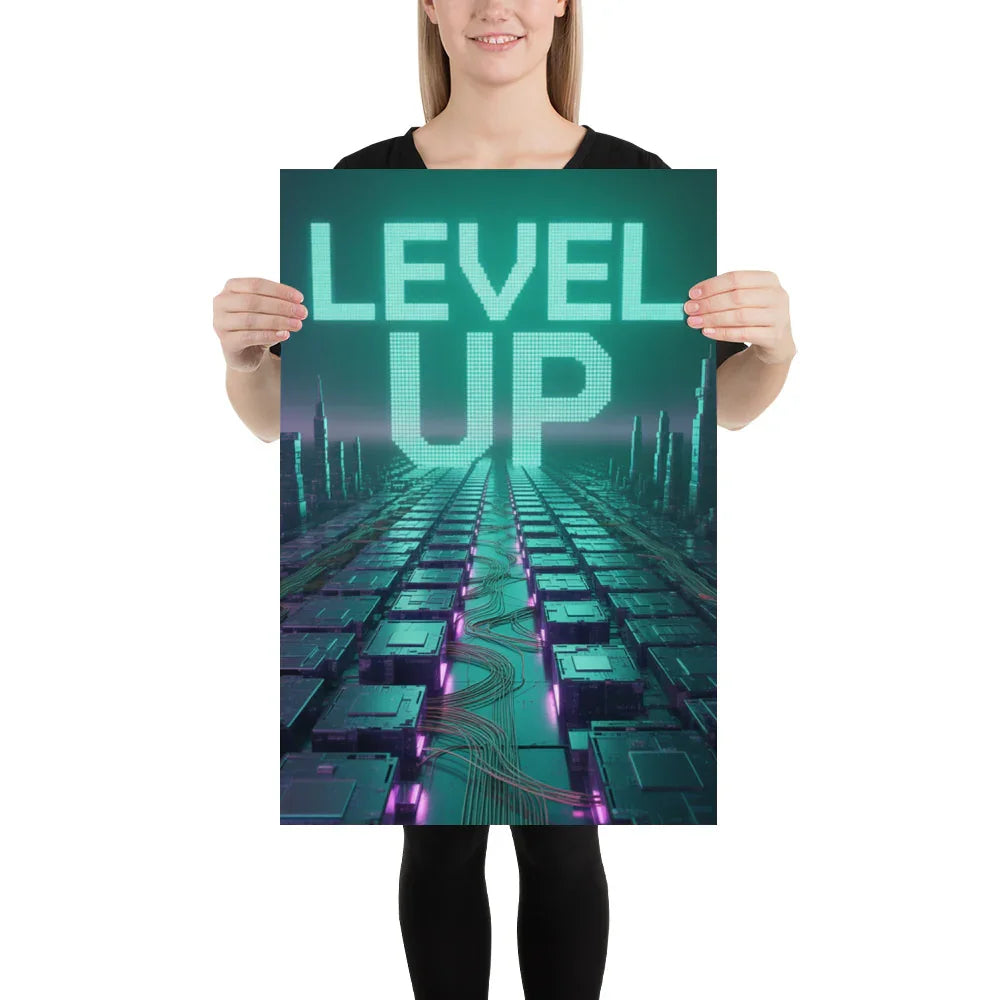Level Up – Cyber Futuristic Wall Art for Gamers & Tech Lovers - RaZits